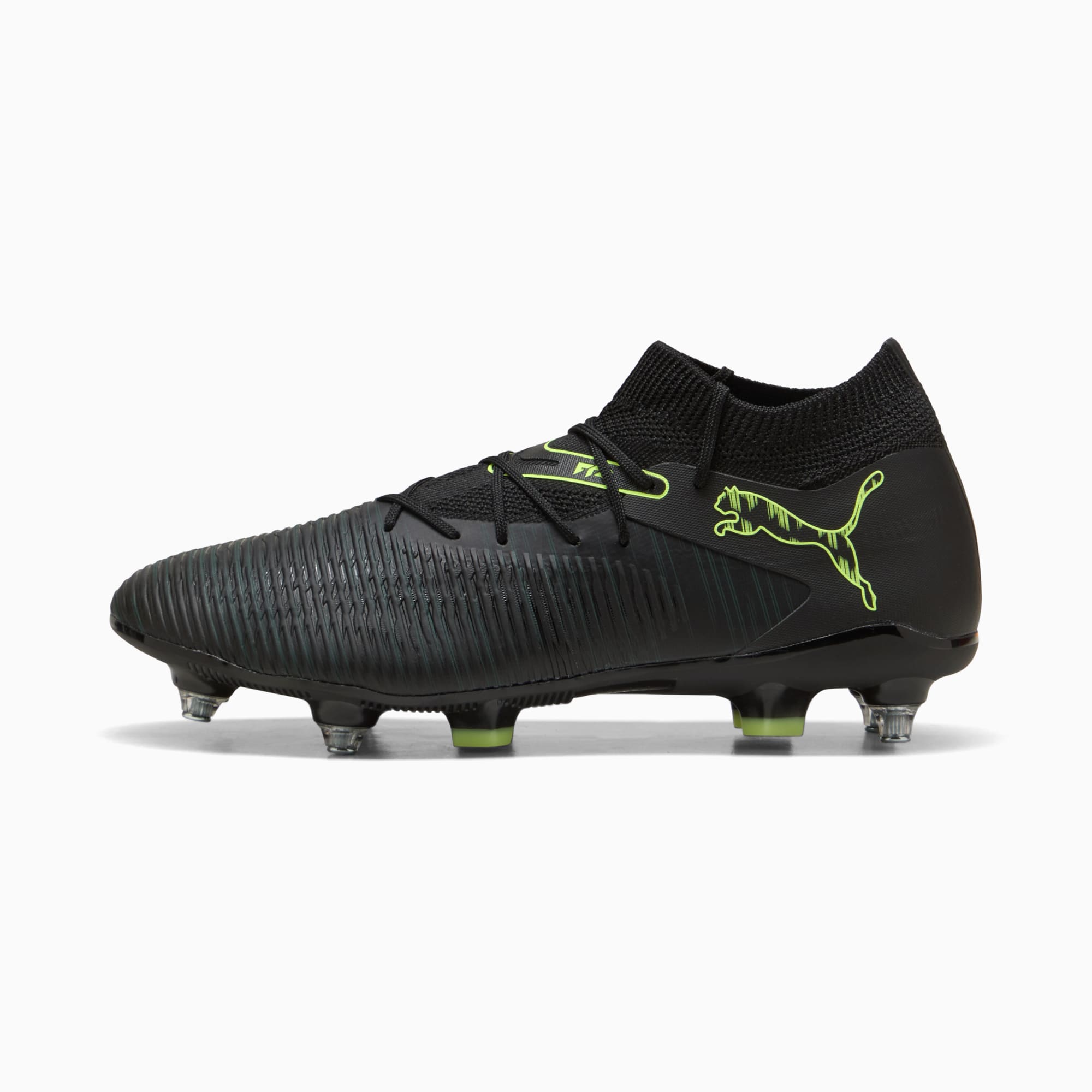 FUTURE 8 MATCH MxSG uniseks voetbalschoenen, PUMA Black-Fizzy Light-Green Terrain, large