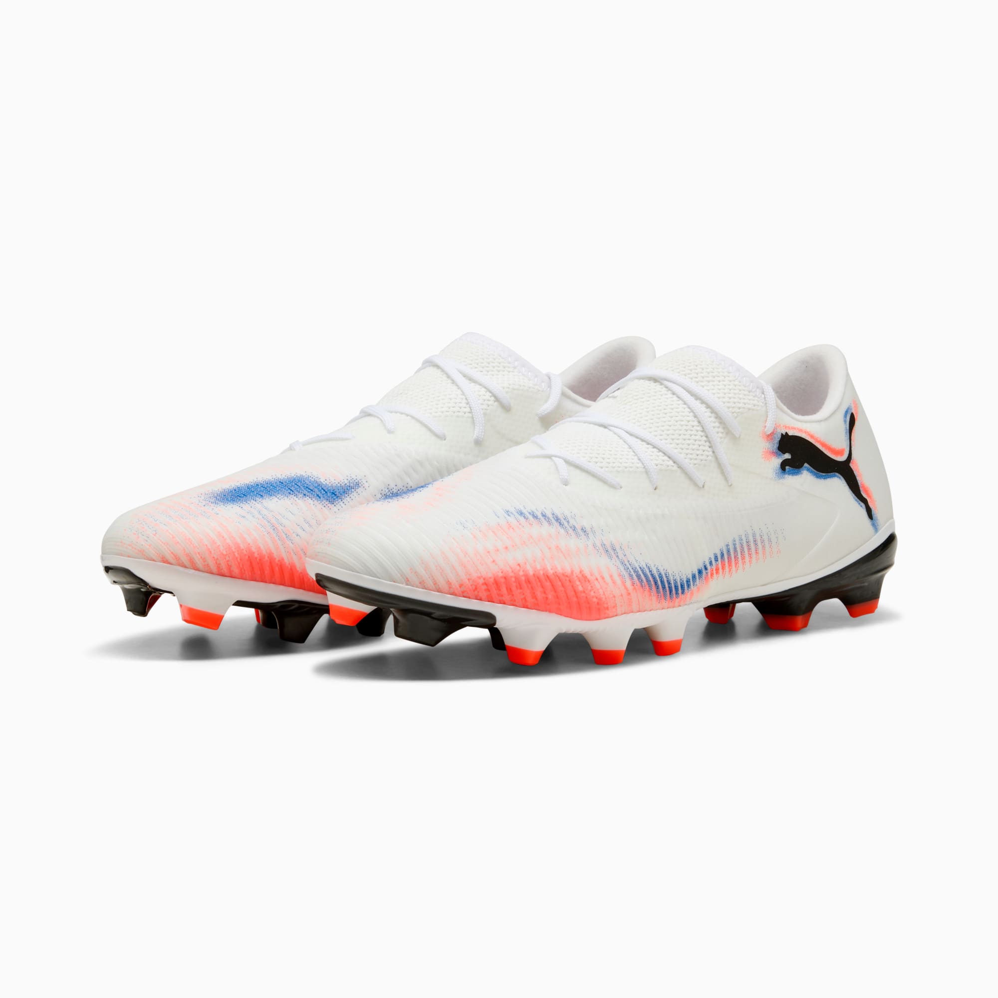 Buty piłkarskie unisex FUTURE 8 MATCH FG/AG niskie, PUMA White-PUMA Black-Glowing Red, large