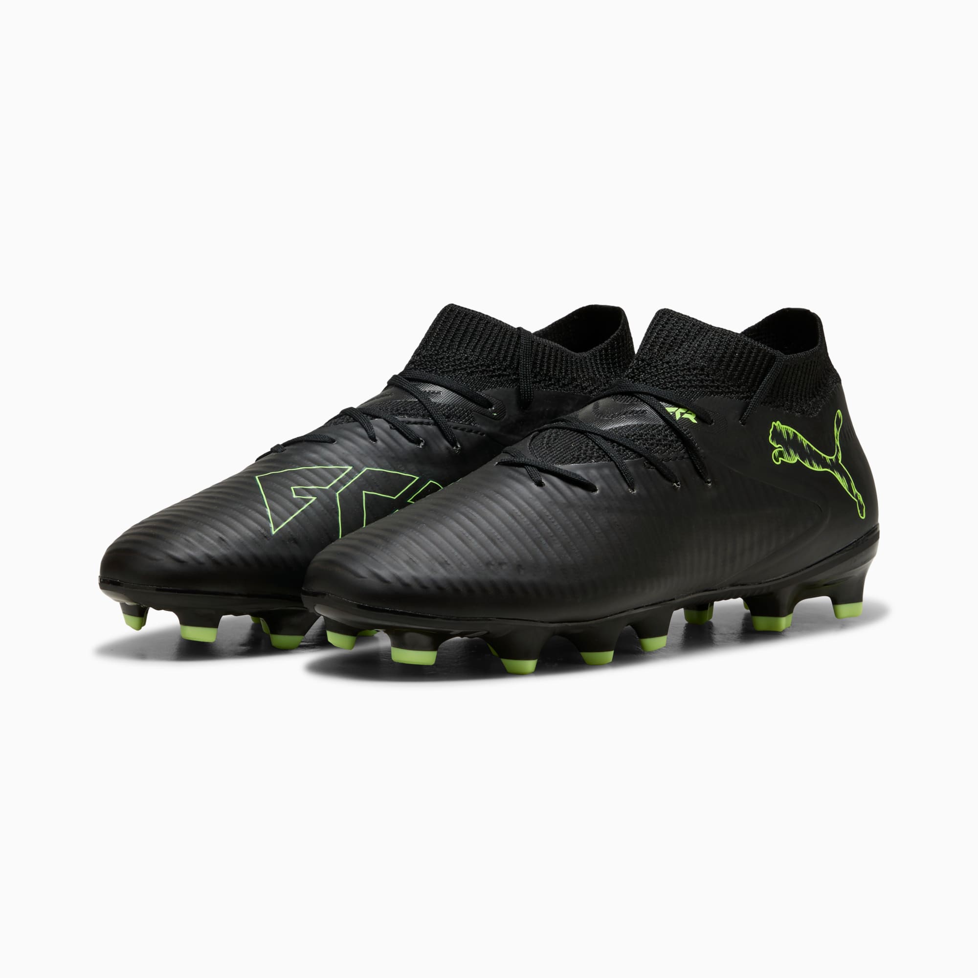 FUTURE 8 PRO FG/AG Football Boots Youth, PUMA Black-Fizzy Light-Green Terrain, large