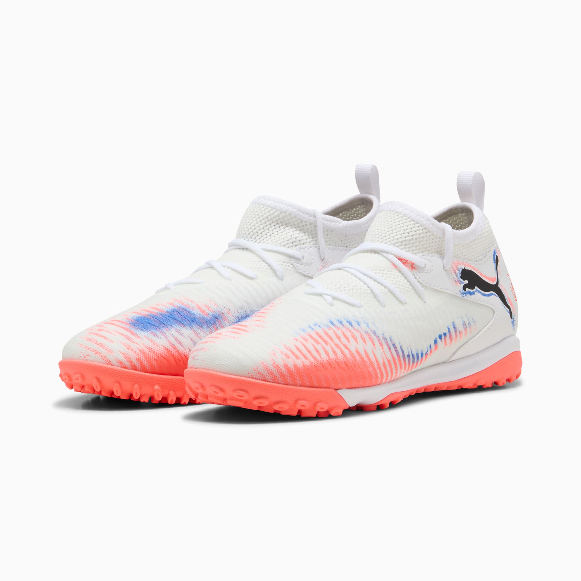 Chaussures de football mi-hautes FUTURE 8 TT Enfant et Adolescent, PUMA White-PUMA Black-Glowing Red, large