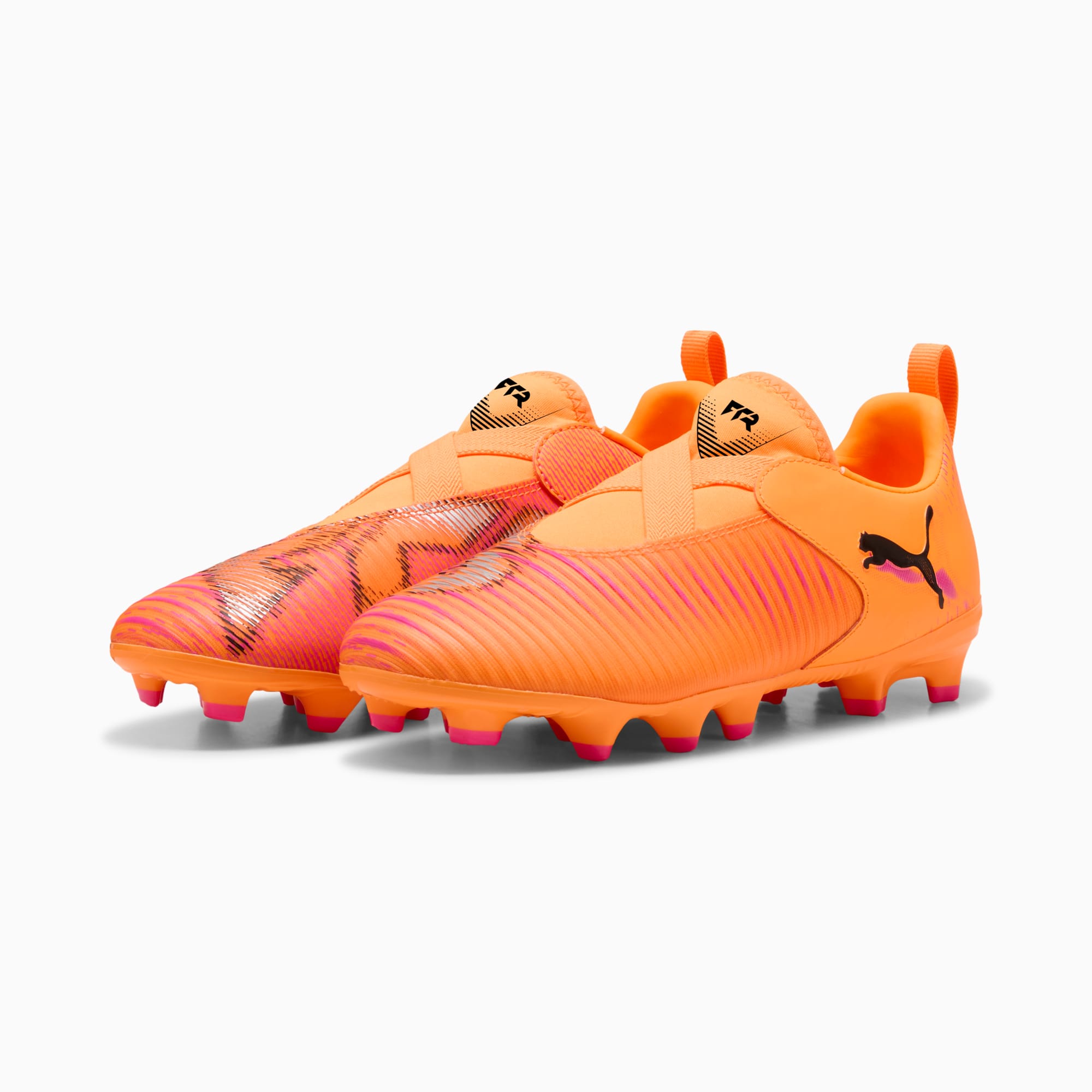 Chaussures de football sans lacets FUTURE 8 MATCH FG/AG Enfant et Adolescent, Heat Fire-PUMA Black-Ravish, large