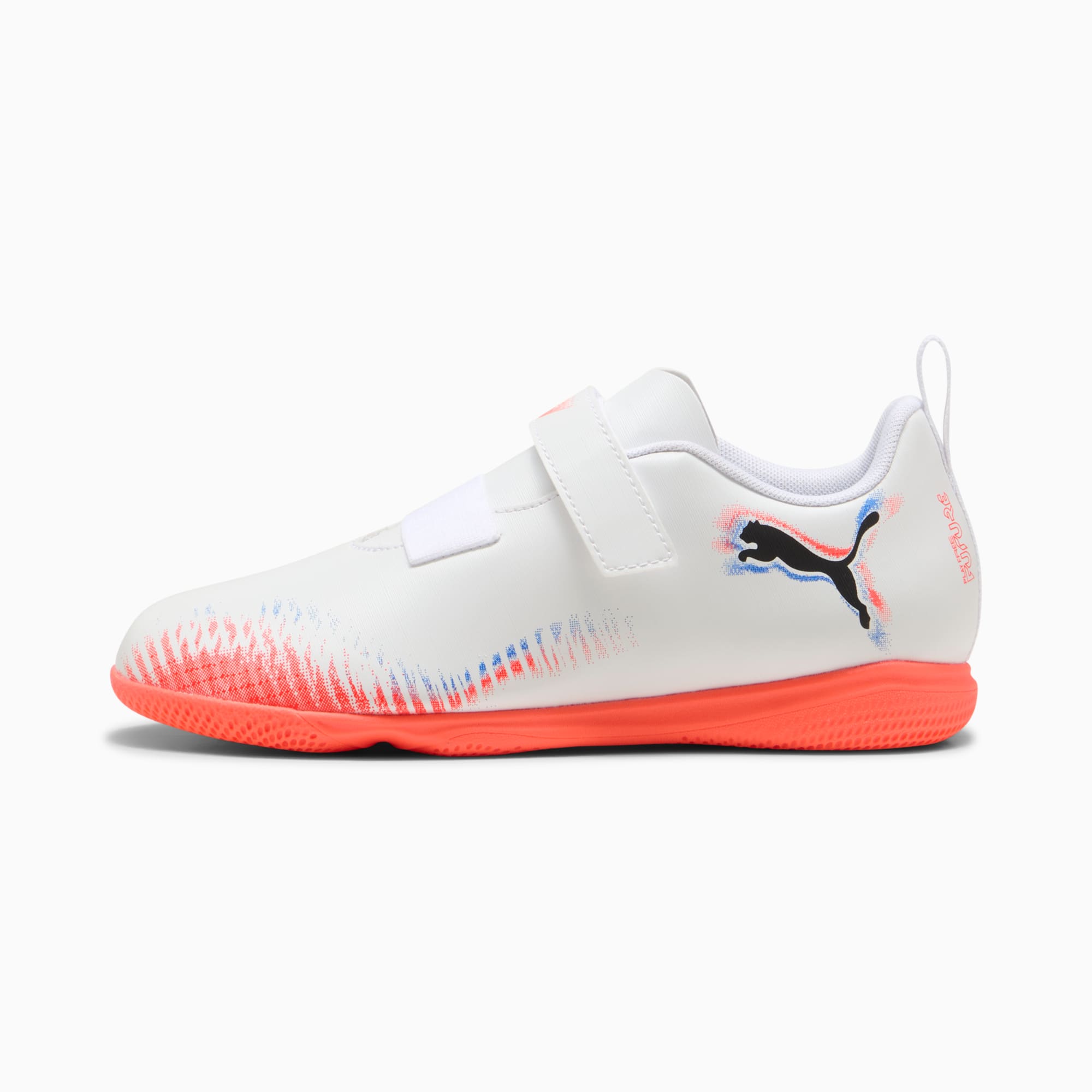 Chaussures de futsal FUTURE 8 PLAY Enfant et Adolescent, PUMA White-PUMA Black-Glowing Red, large