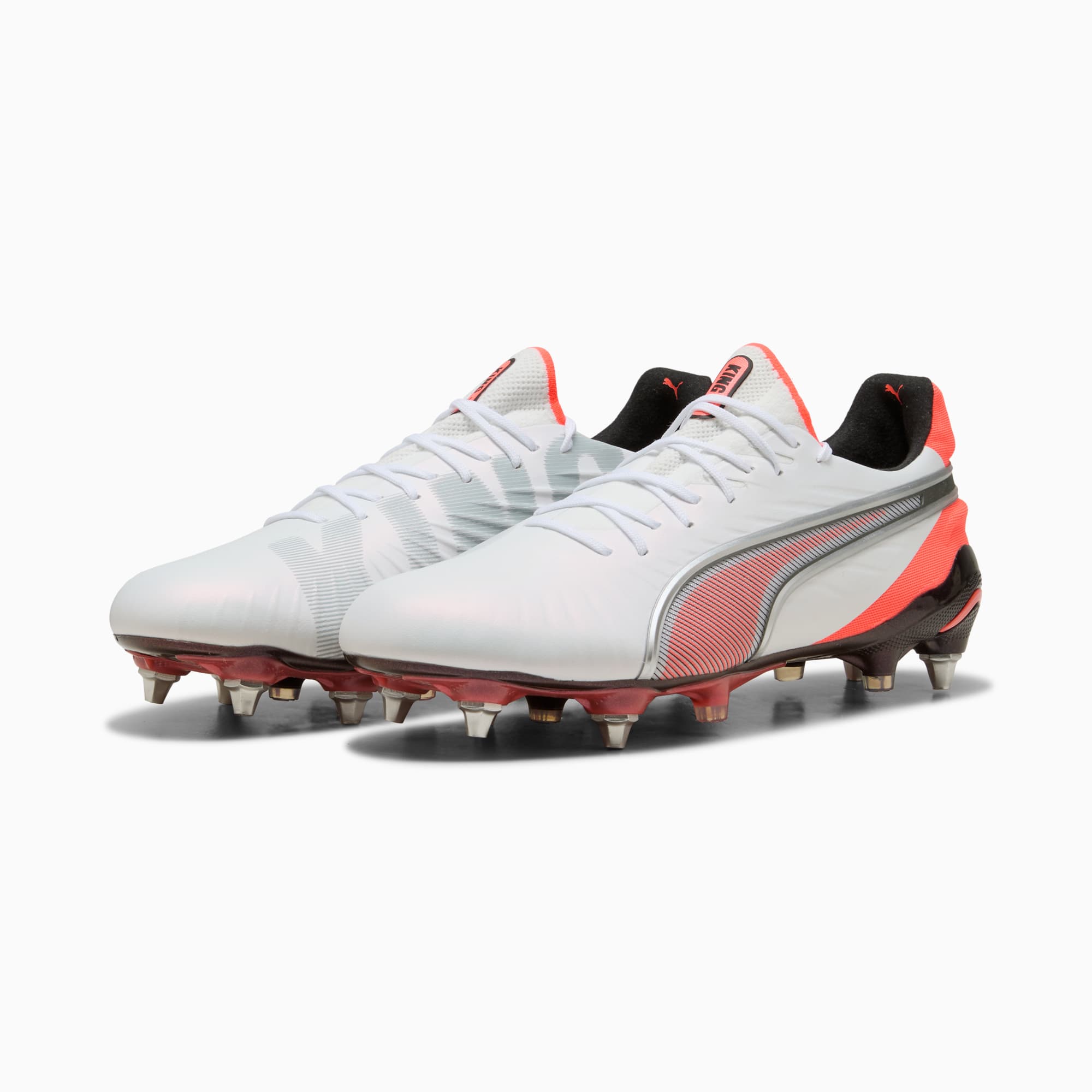 Chaussure de football KING ULTIMATE FG/AG Unisexe, PUMA White-PUMA Silver-Glowing Red-PUMA Black, large