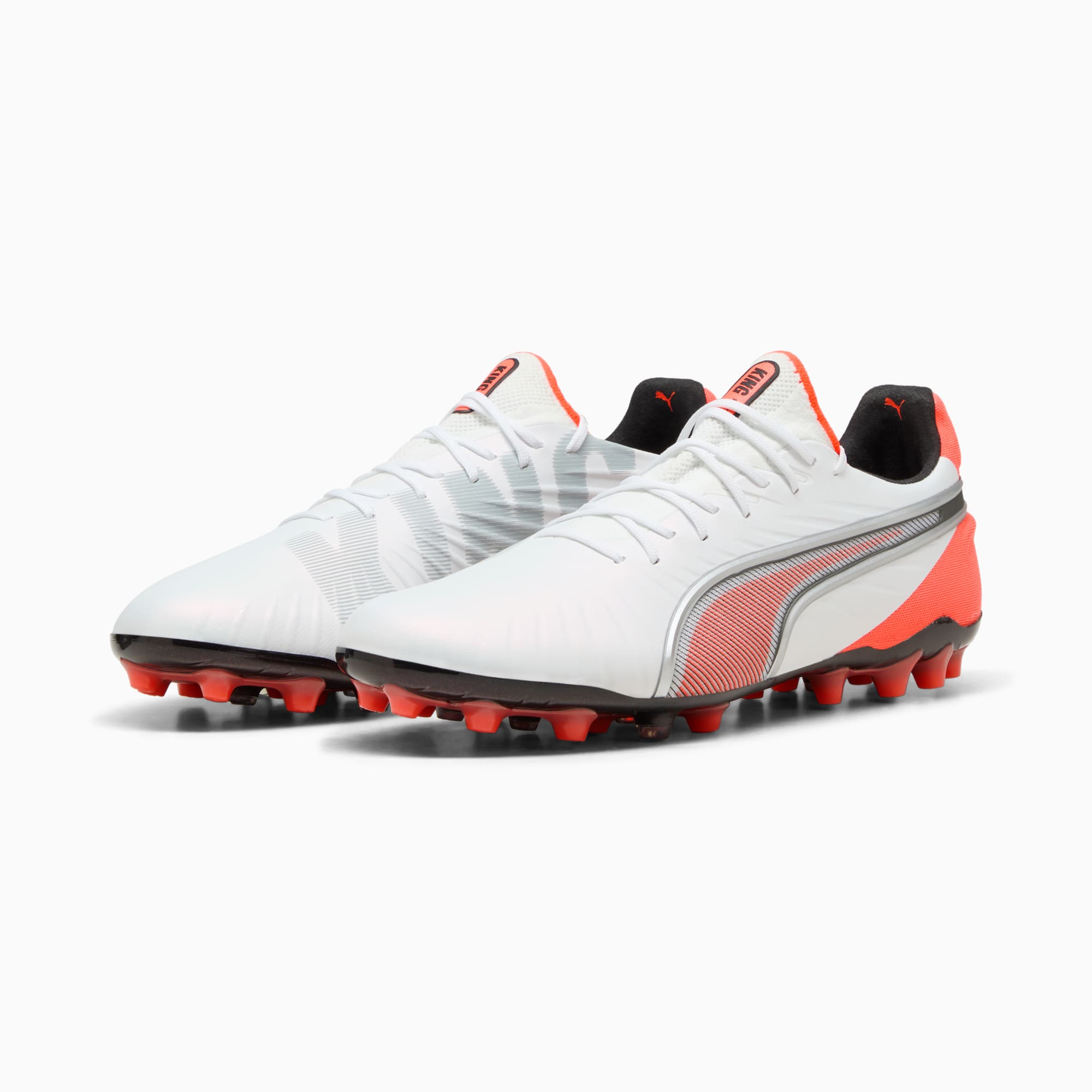 Chaussure de football KING ULTIMATE MG Unisexe, PUMA White-PUMA Silver-Glowing Red-PUMA Black, large