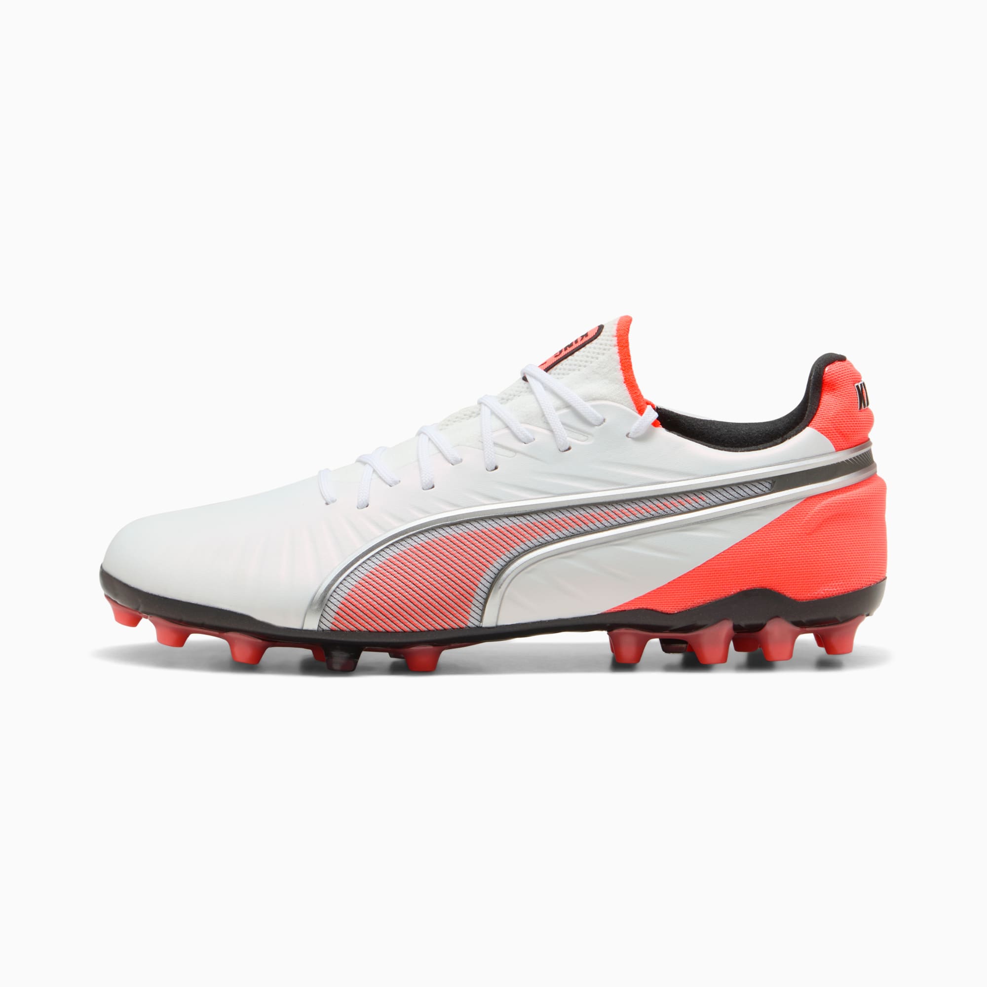 Chaussure de football KING ULTIMATE MG Unisexe, PUMA White-PUMA Silver-Glowing Red-PUMA Black, large