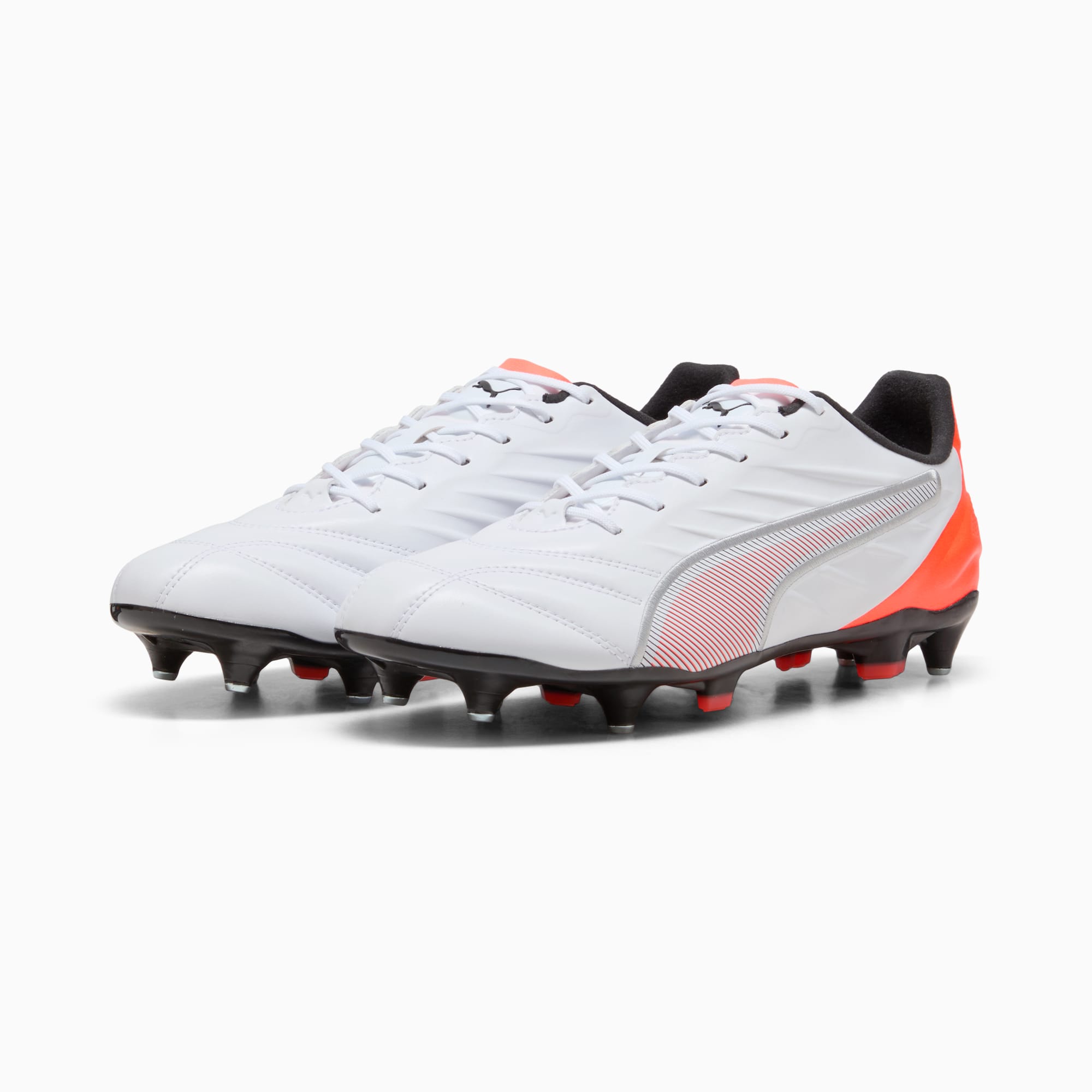 Chaussures de football KING PRO MxSG Unisexe, PUMA White-PUMA Silver-Glowing Red, large
