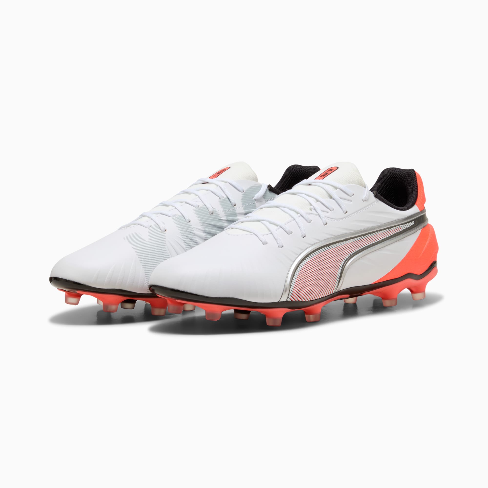 Buty piłkarskie unisex KING MATCH FG/AG, PUMA White-PUMA Silver-Glowing Red, large