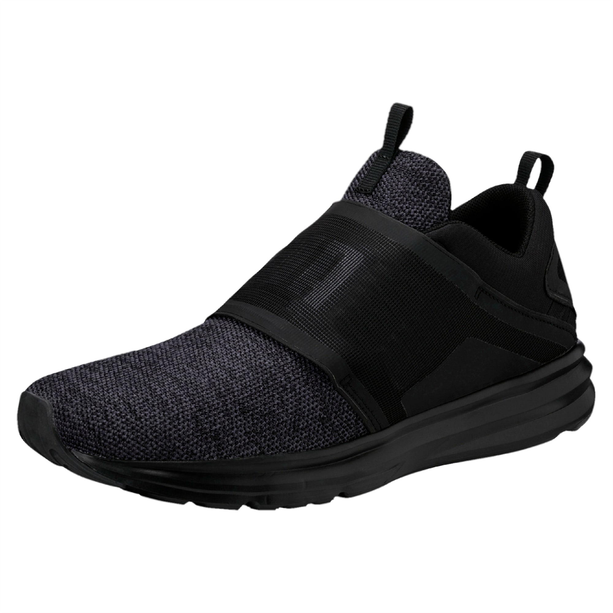 Enzo Strap Knit Men's Running Shoes | Puma Black-Asphalt | PUMA Running |  PUMA