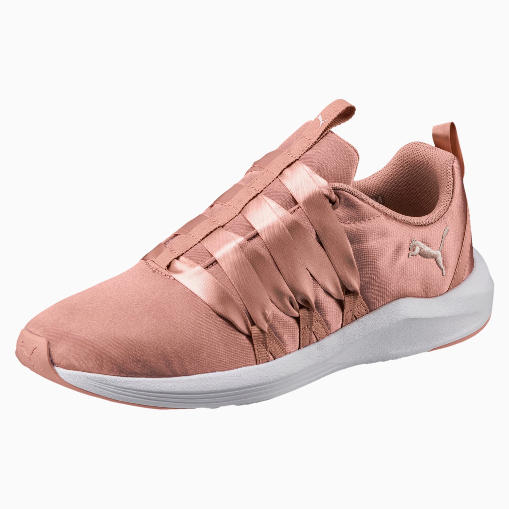 puma pink satin sneakers
