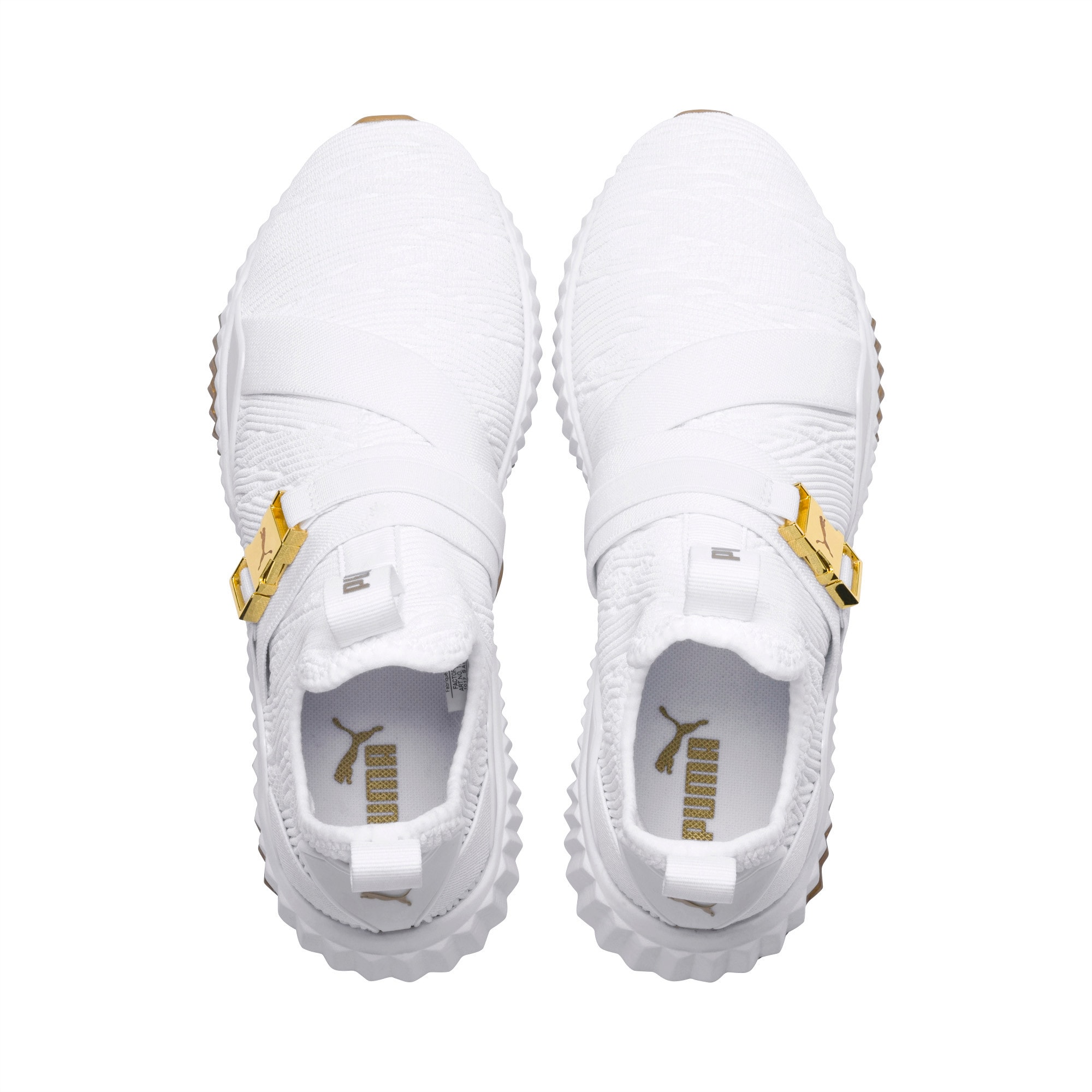 puma defy varsity mid white & gold shoes