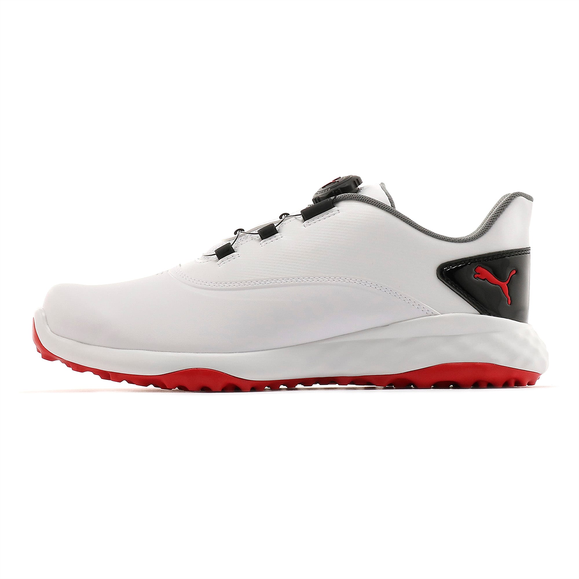 Grip Fusion DISC Golf Shoes, Puma White-High Risk Red, large-SEA