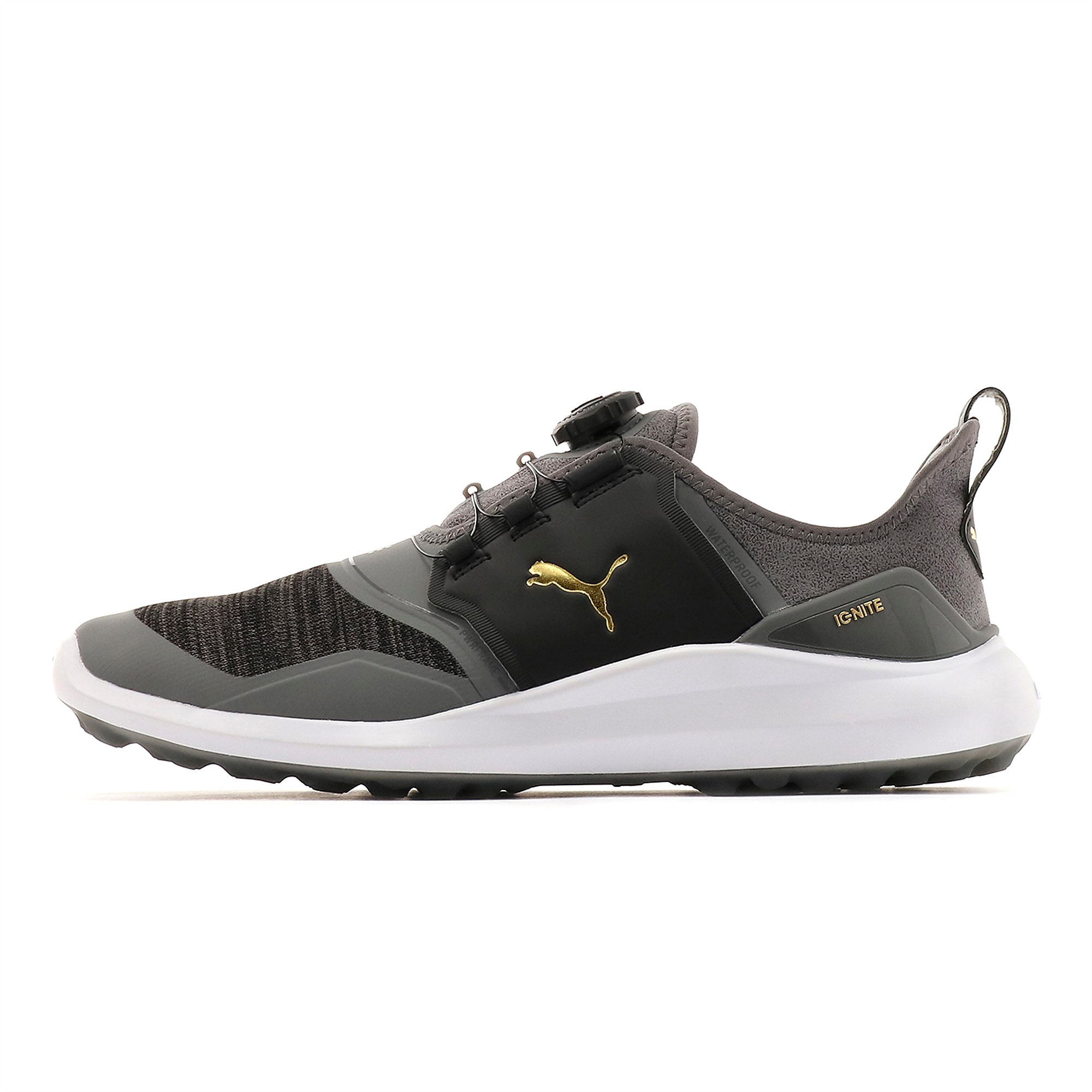 IGNITE NXT DISC Men's Golf Shoes, QUIET SHADE-Puma Team Gold-Puma Black, large-SEA