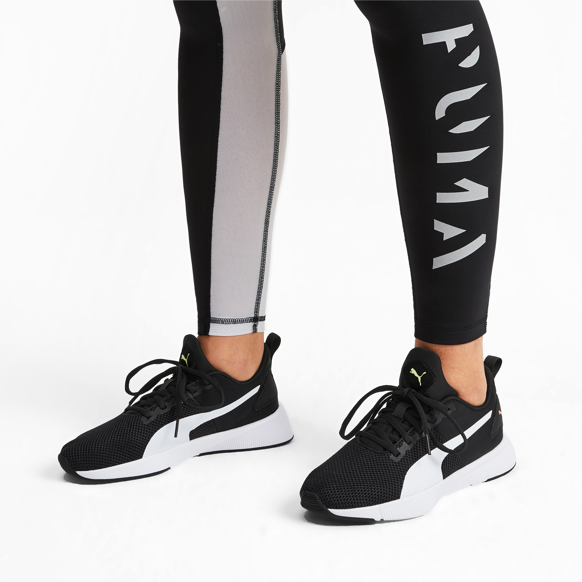 puma black and white running shoes