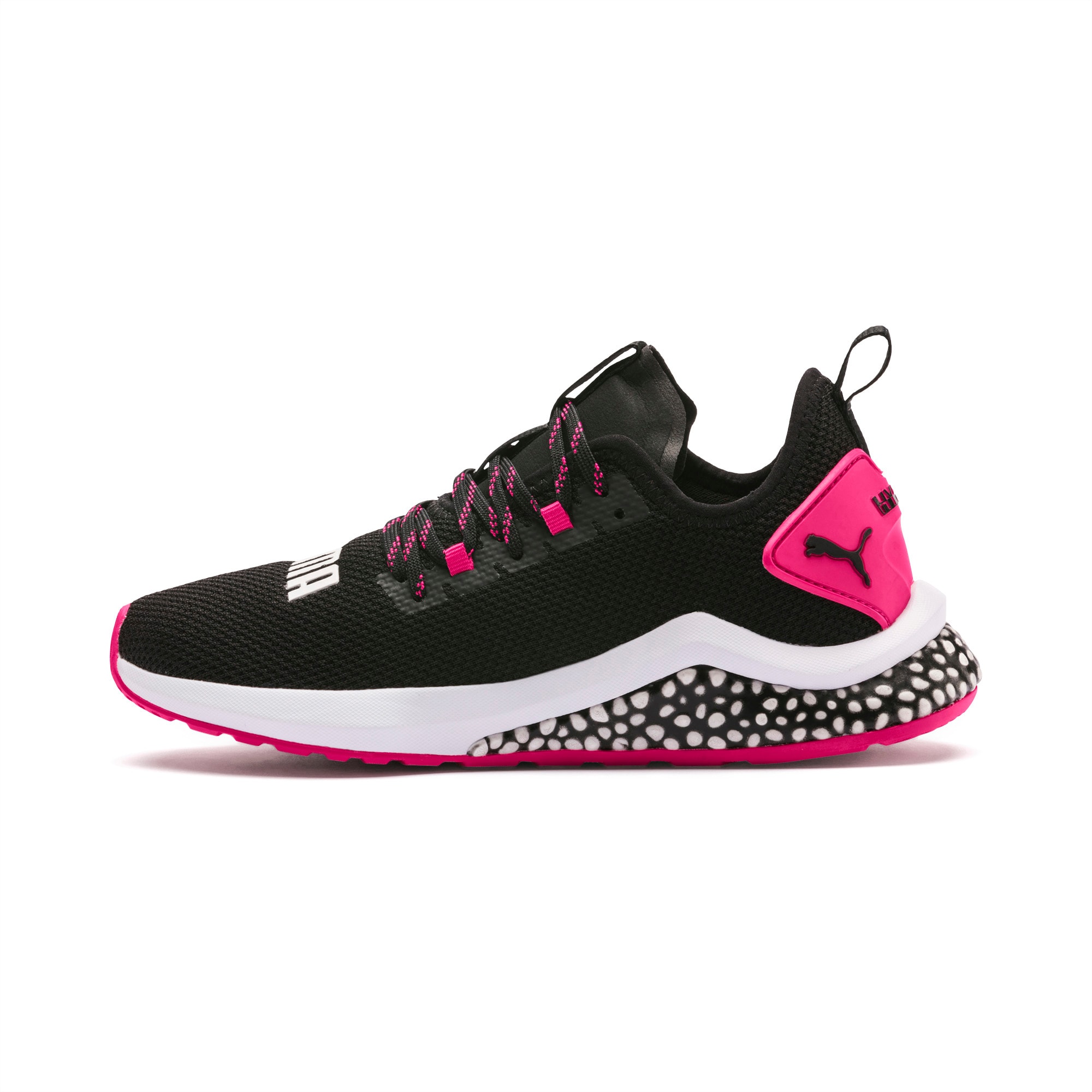 puma black and pink running shoes