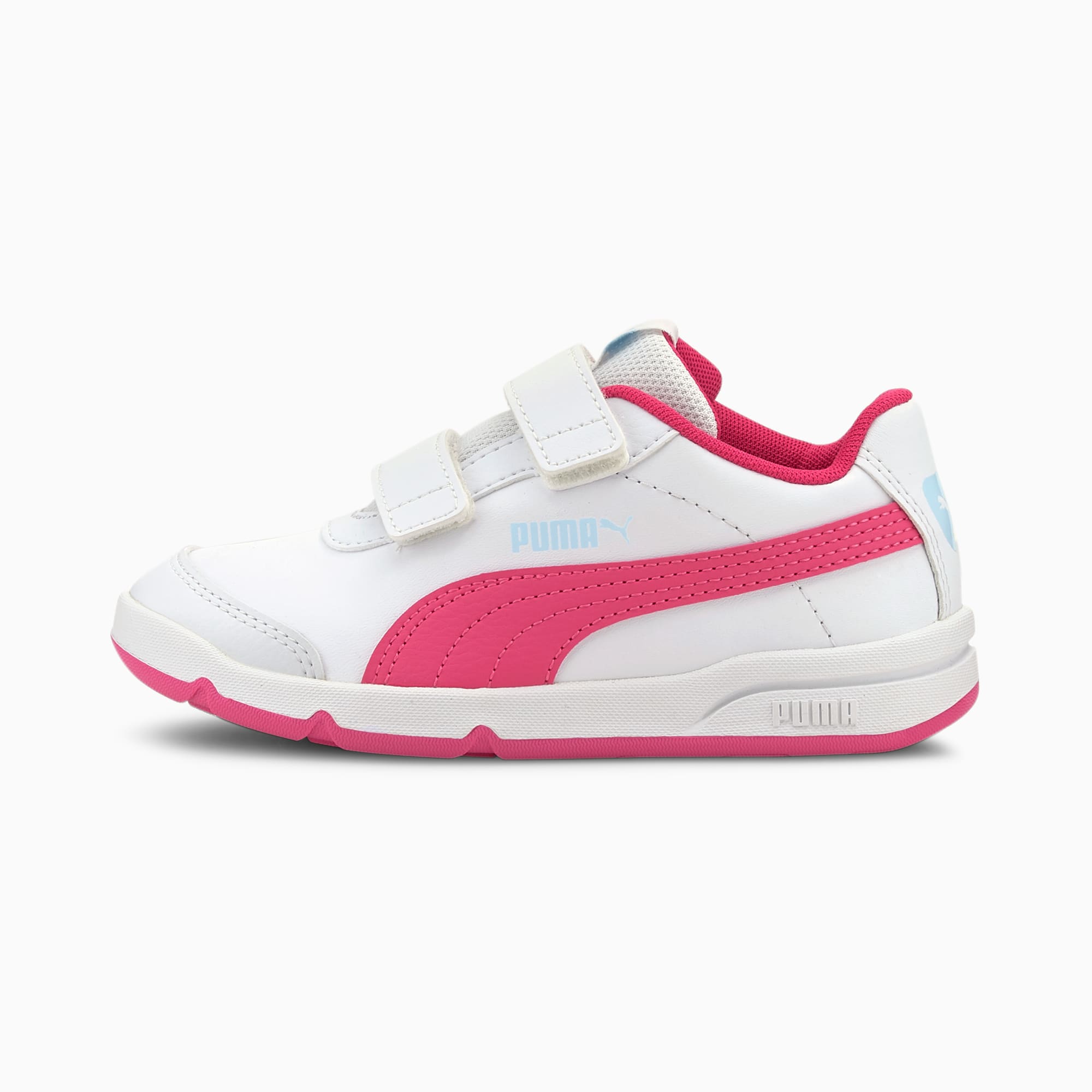 white trainers with pink back
