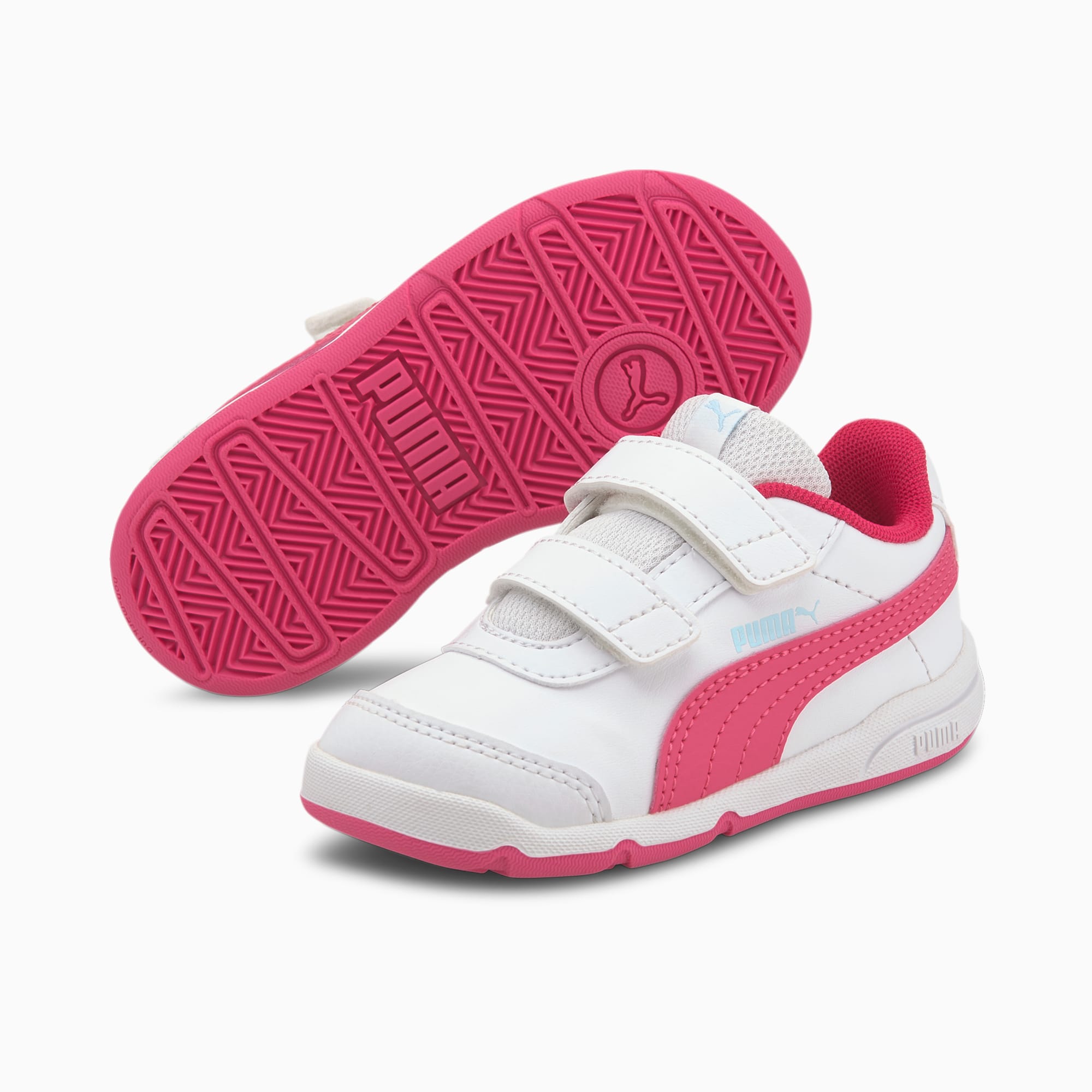 white trainers with pink back