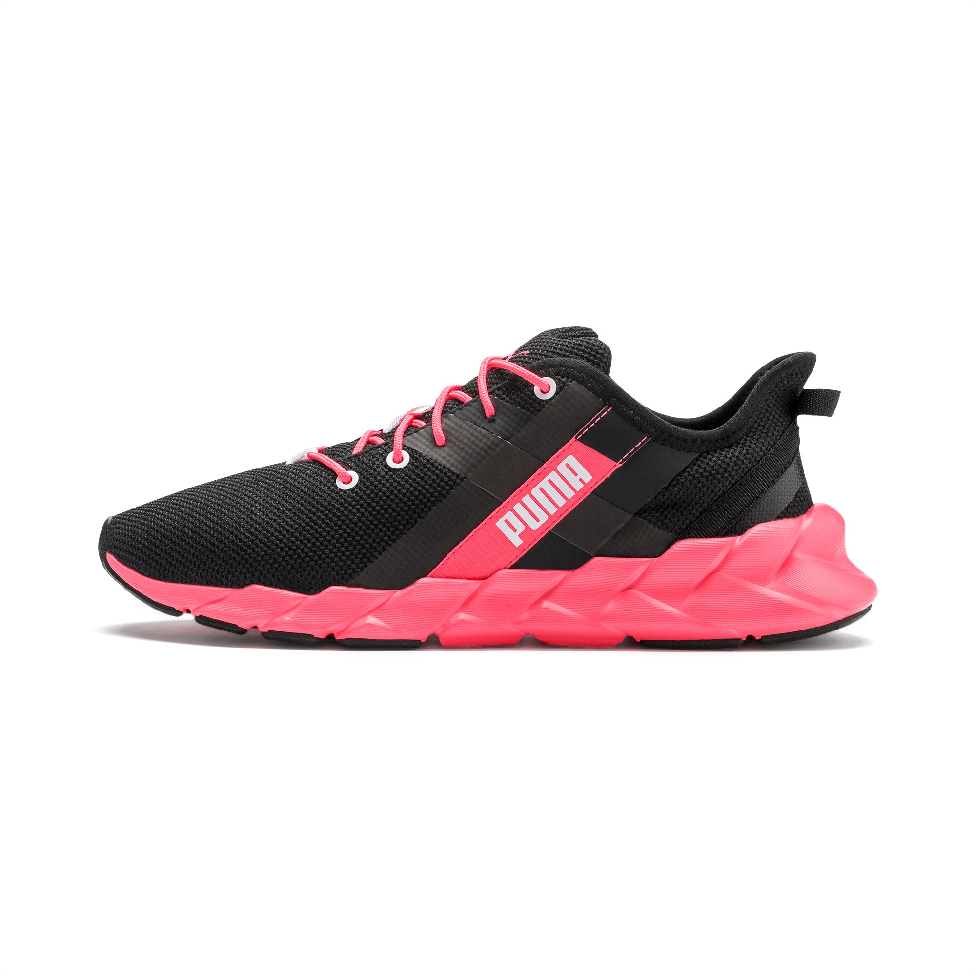 pink and black gym shoes