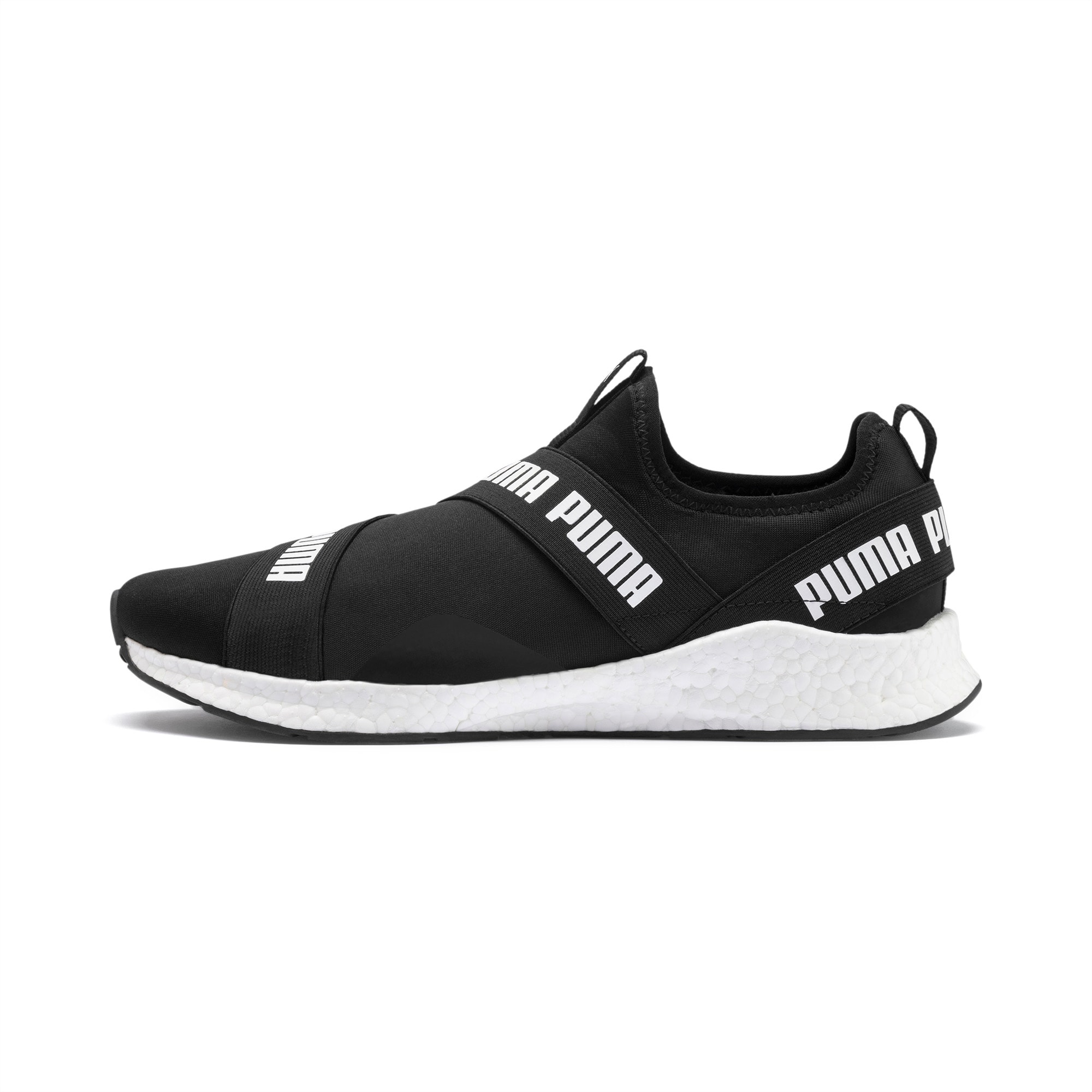 black puma slip on shoes