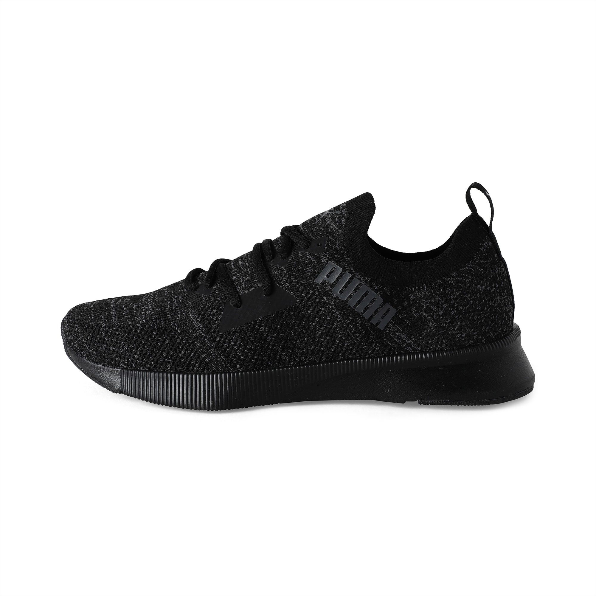 black knit running shoes