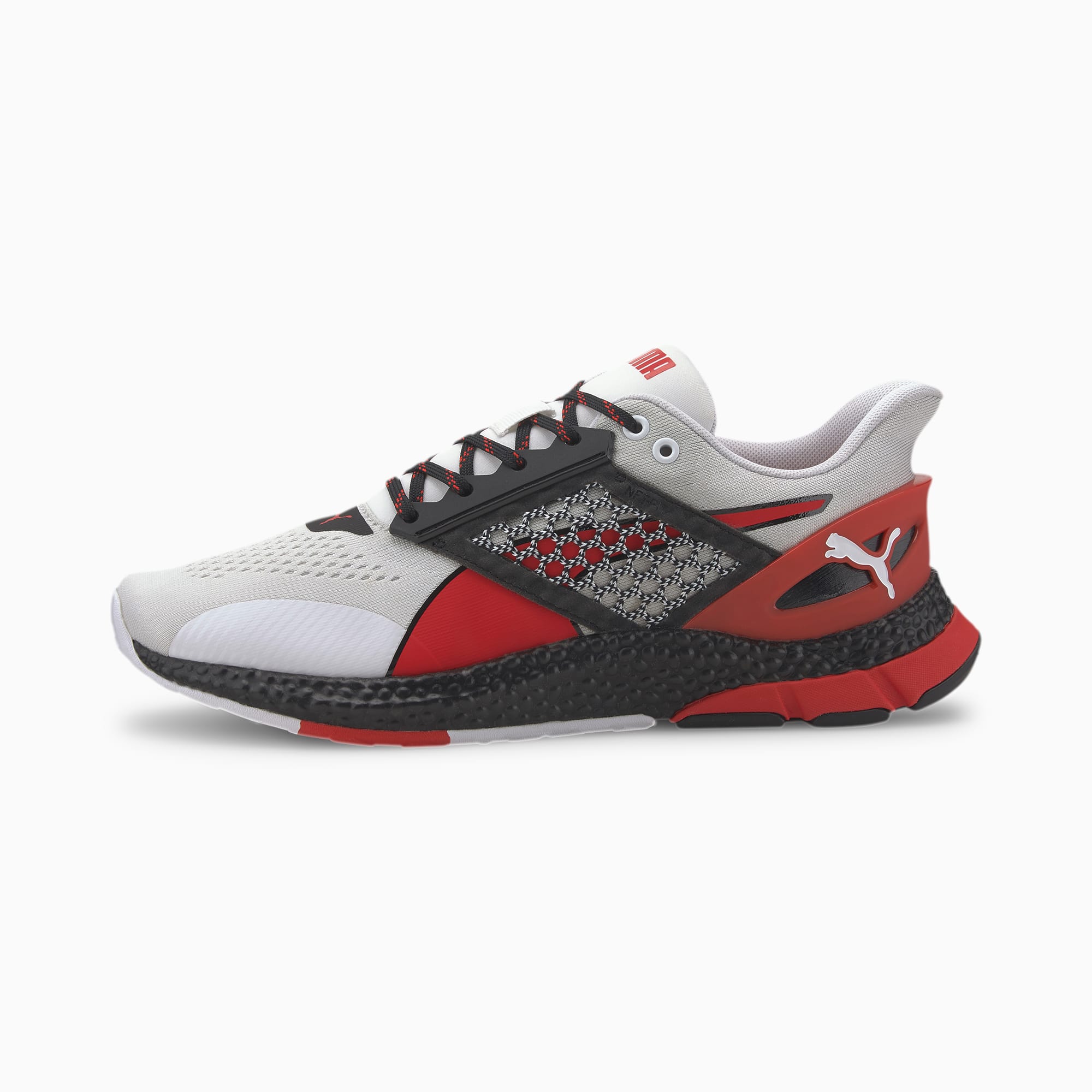 HYBRID NETFIT Astro Men's Running Shoes, Puma White-Puma Black-High Risk Red, large-SEA