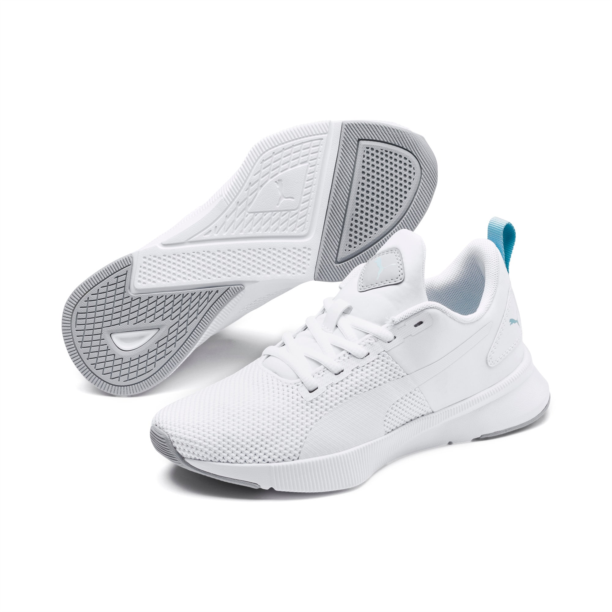 Flyer Runner Youth Trainers, Puma White-High Rise-Gulf Stream-Puma Black, large