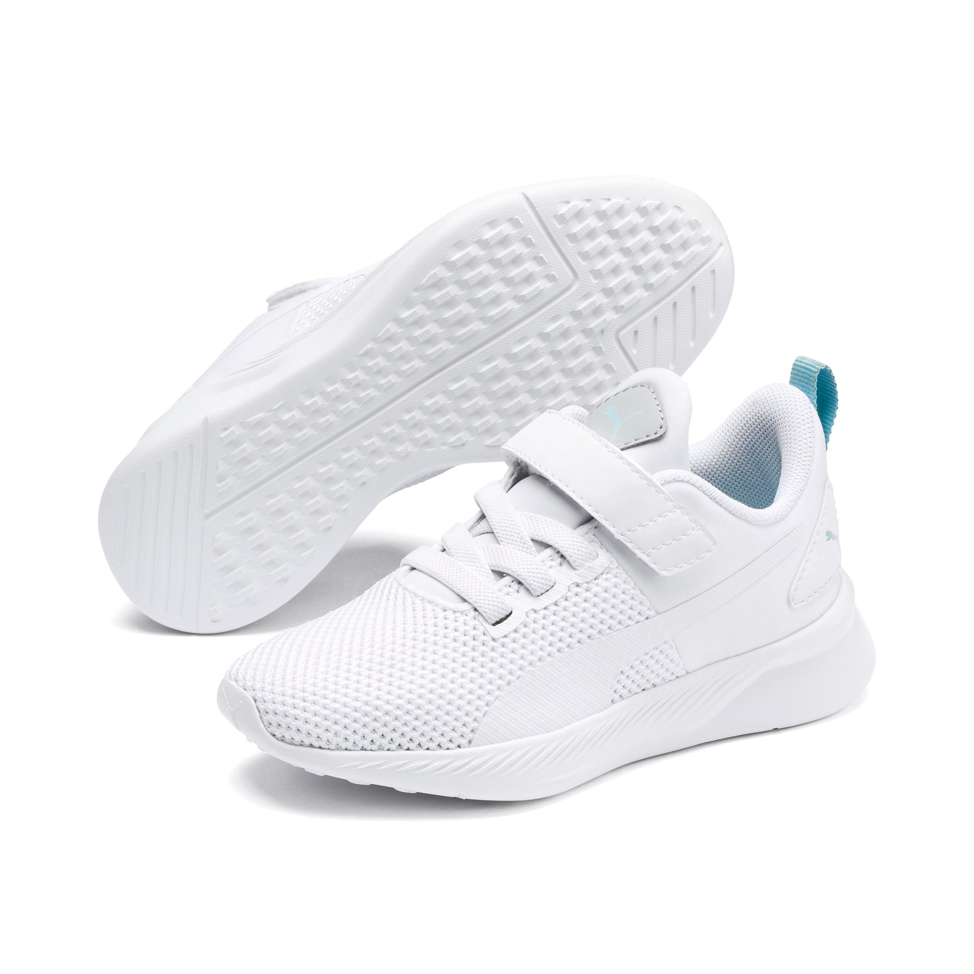 Scarpe da ginnastica da bambino Flyer Runner V, Puma White-High Rise-Gulf Stream-Puma Black, large