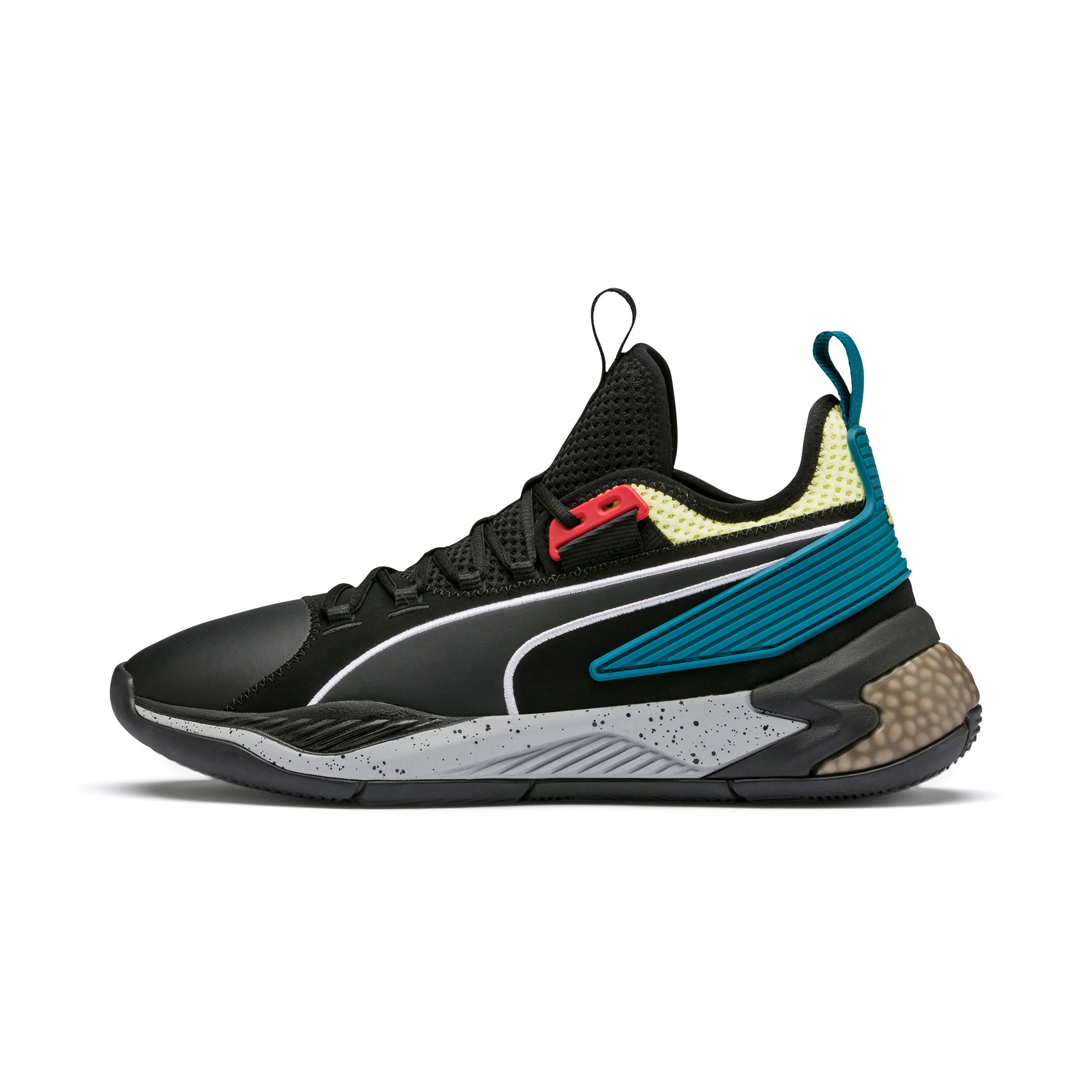 Uproar Spectra Basketball Shoes, Puma Black-Limelight, large-SEA