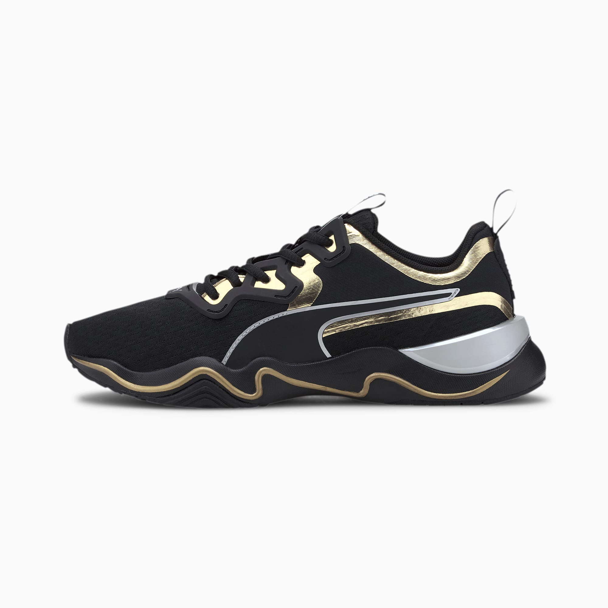 puma black gold sneakers