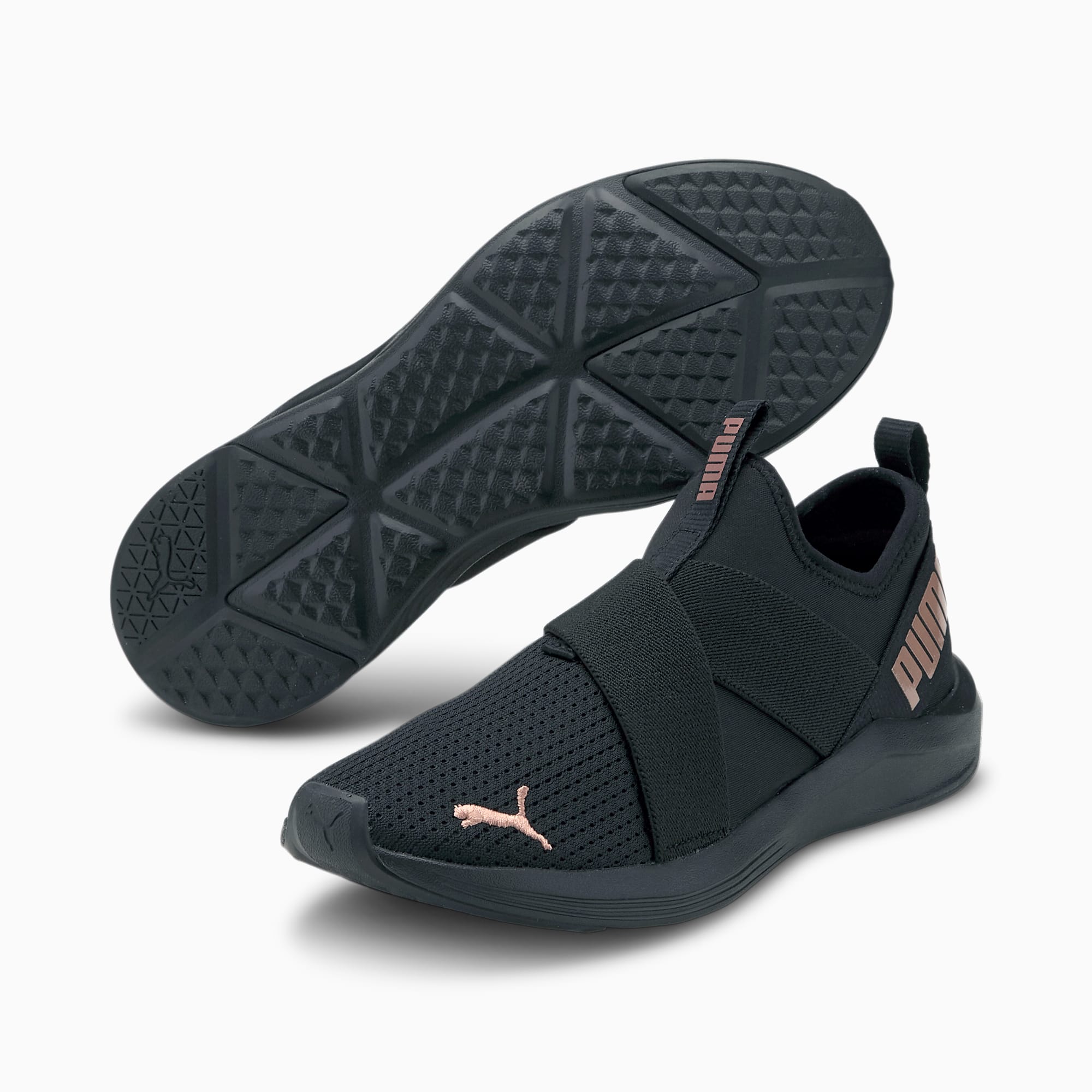 puma black slip on shoes