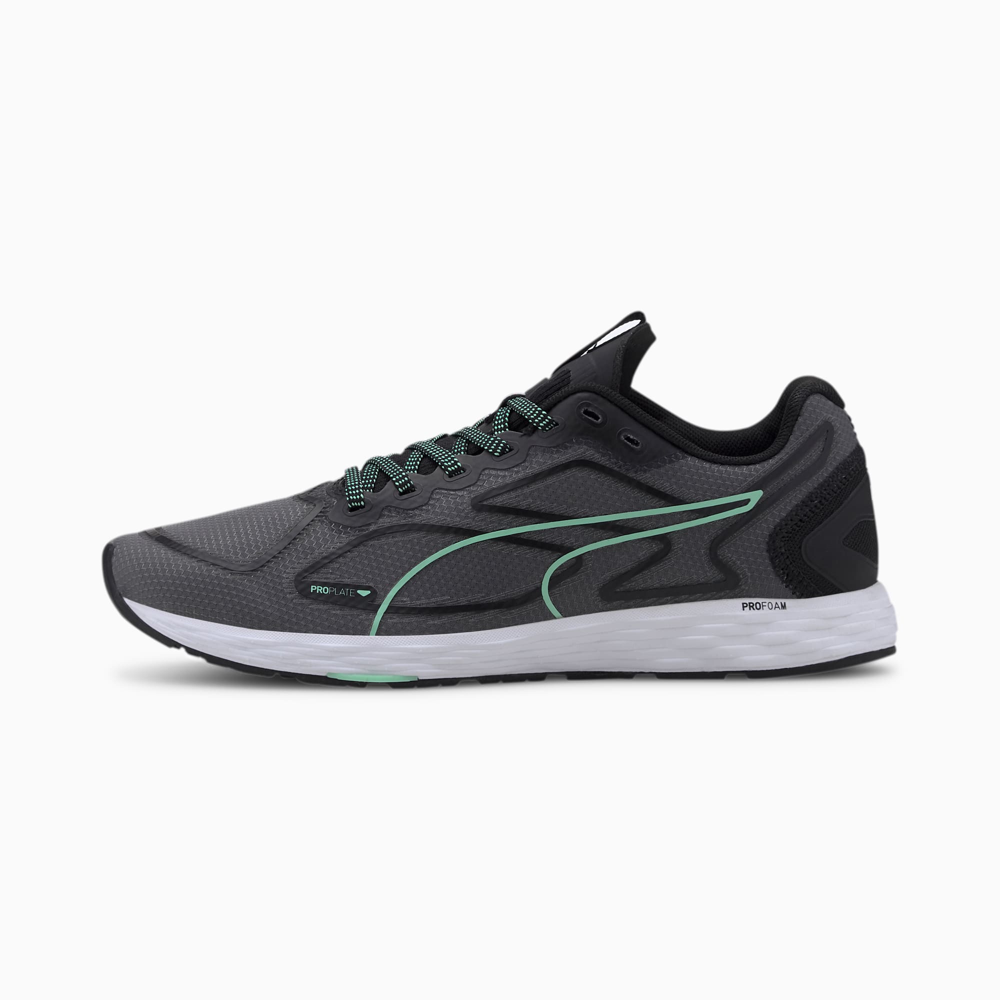 puma black and green sport shoes