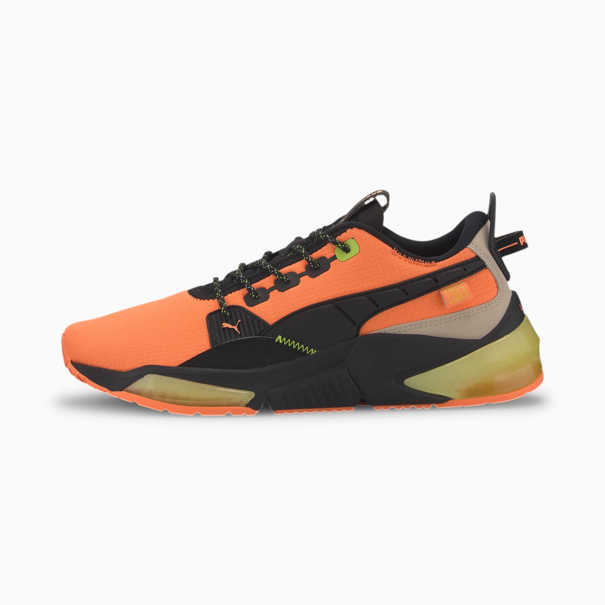 orange and black puma shoes