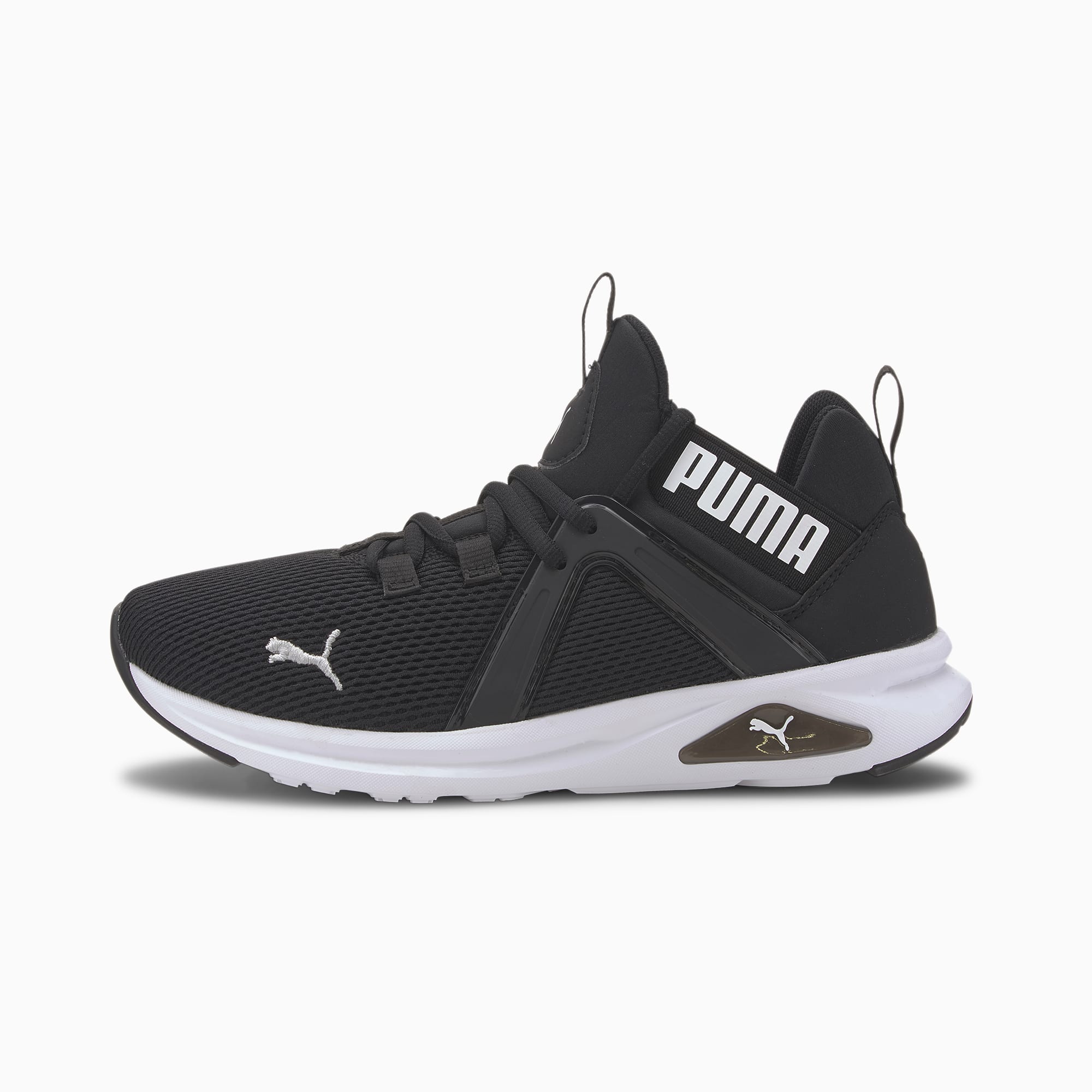 puma black and white shoes