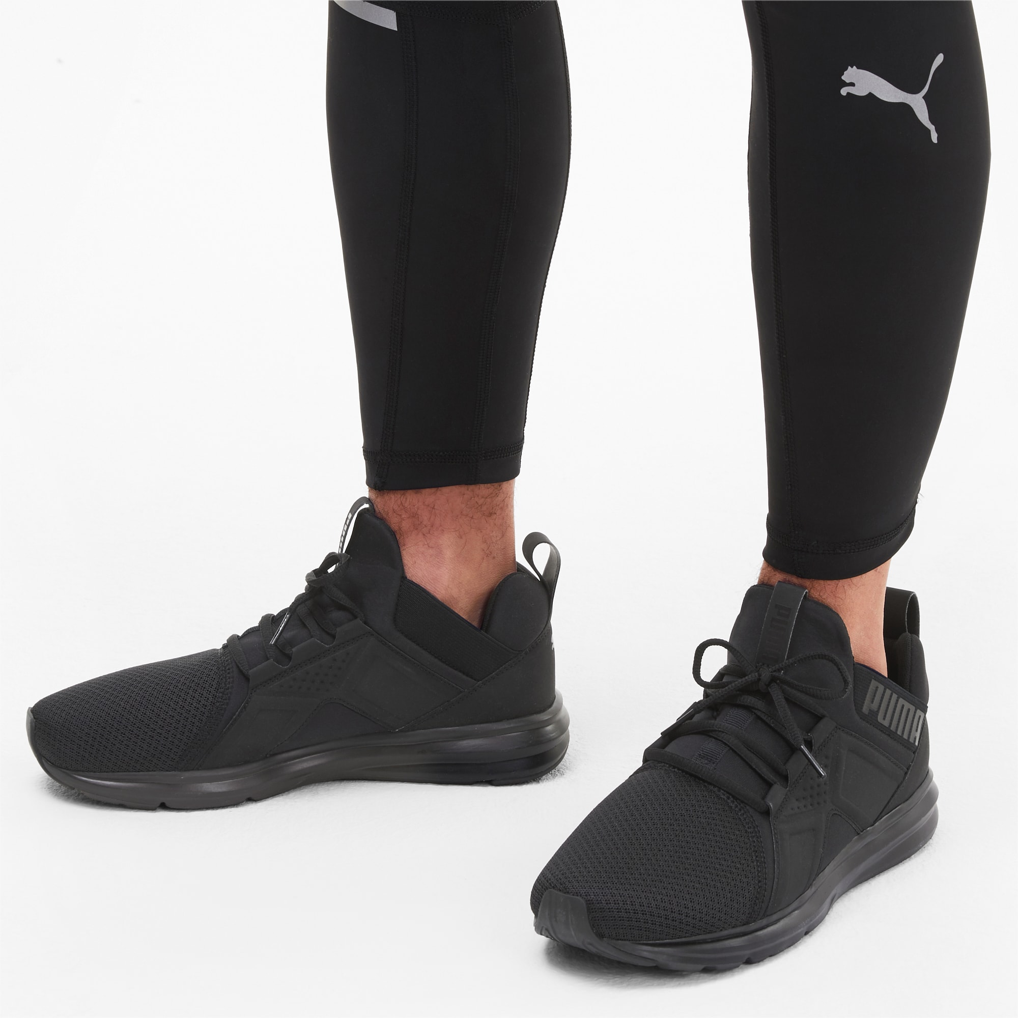 puma black mesh sports shoes