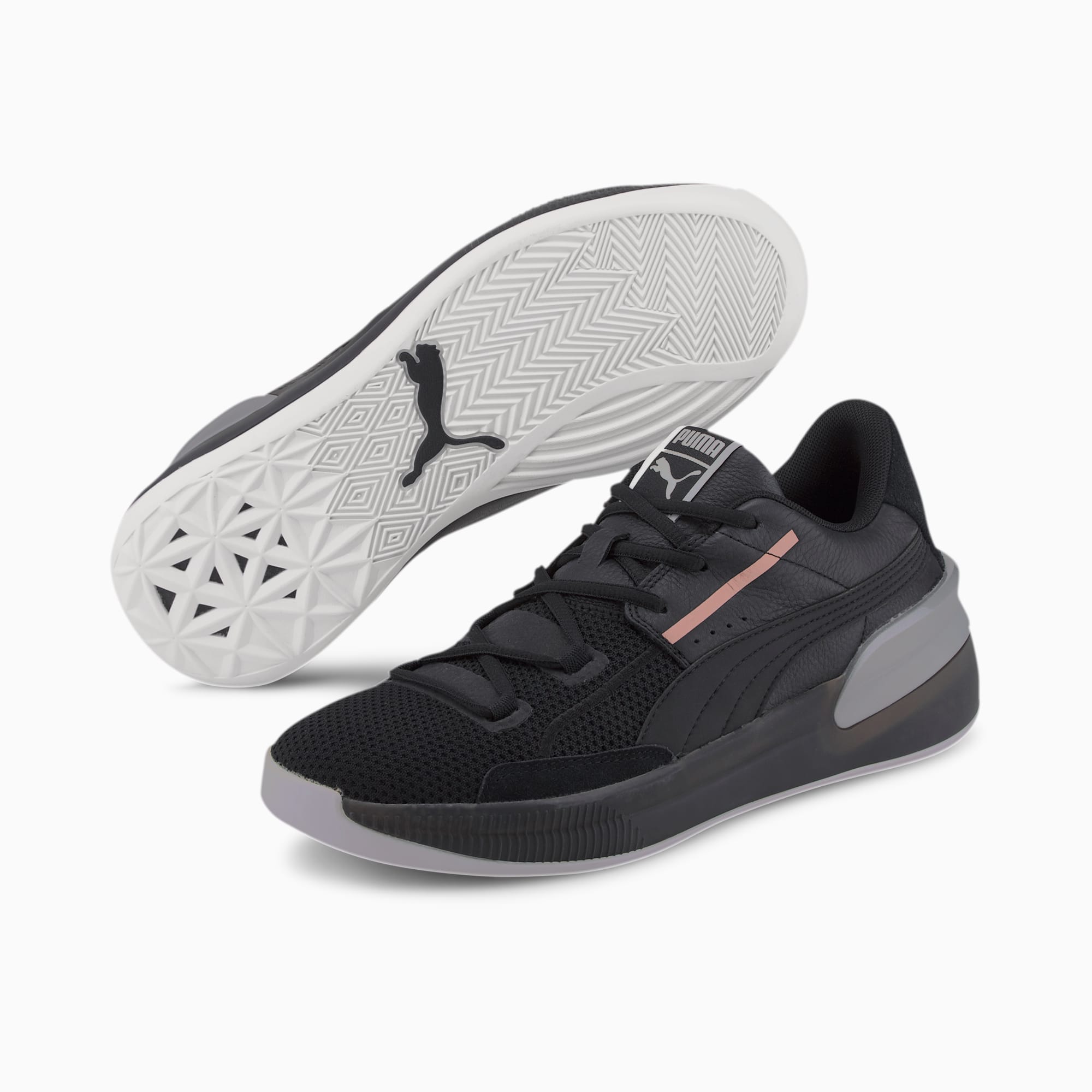 puma black and silver shoes