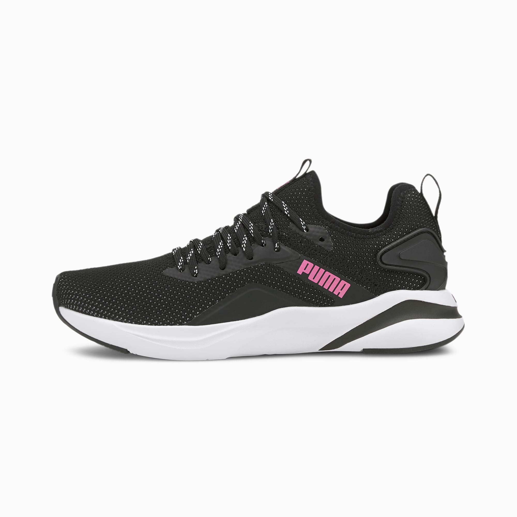 puma black and pink running shoes