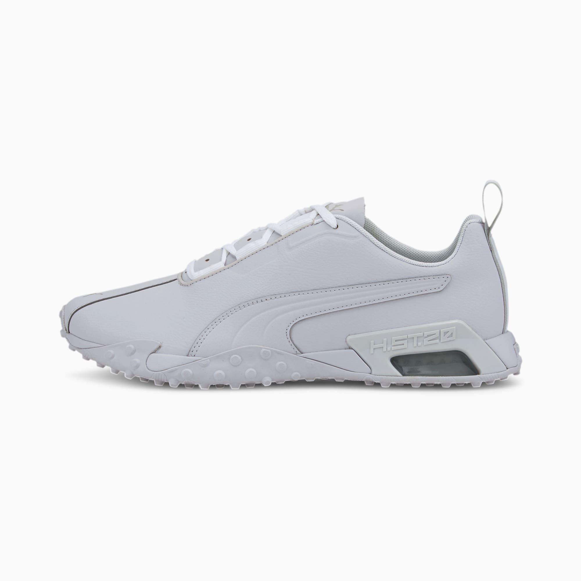 white leather puma shoes