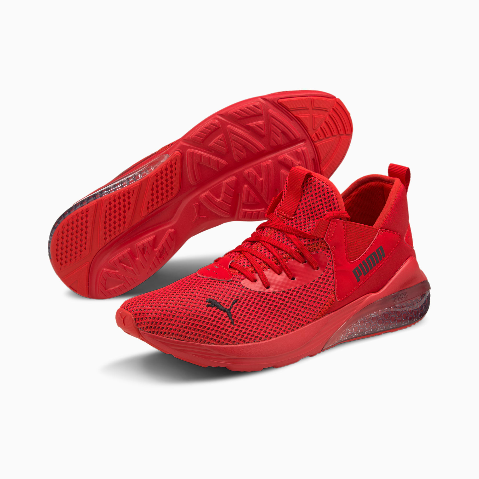 puma black high risk red shoes