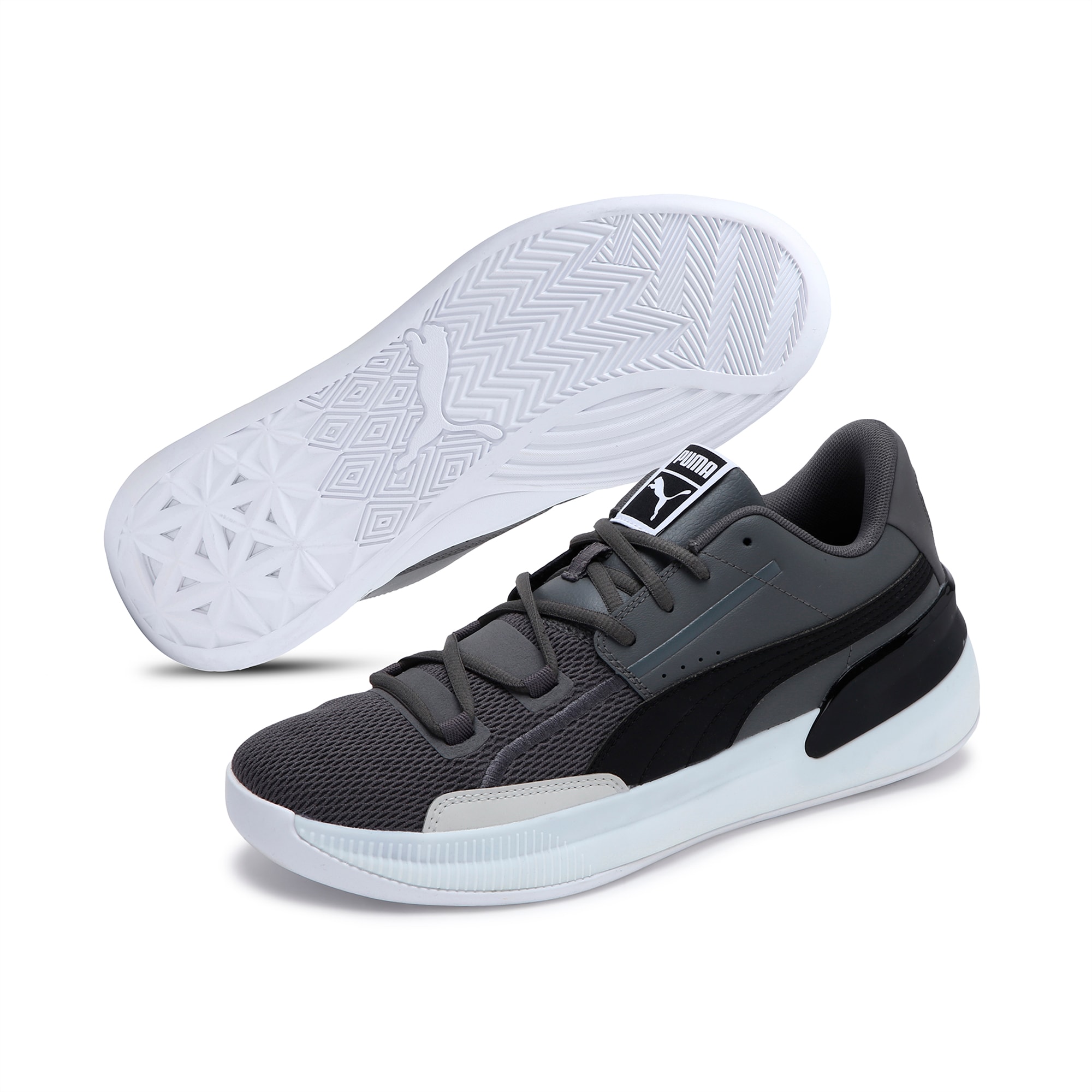 Puma clyde court sales white and black