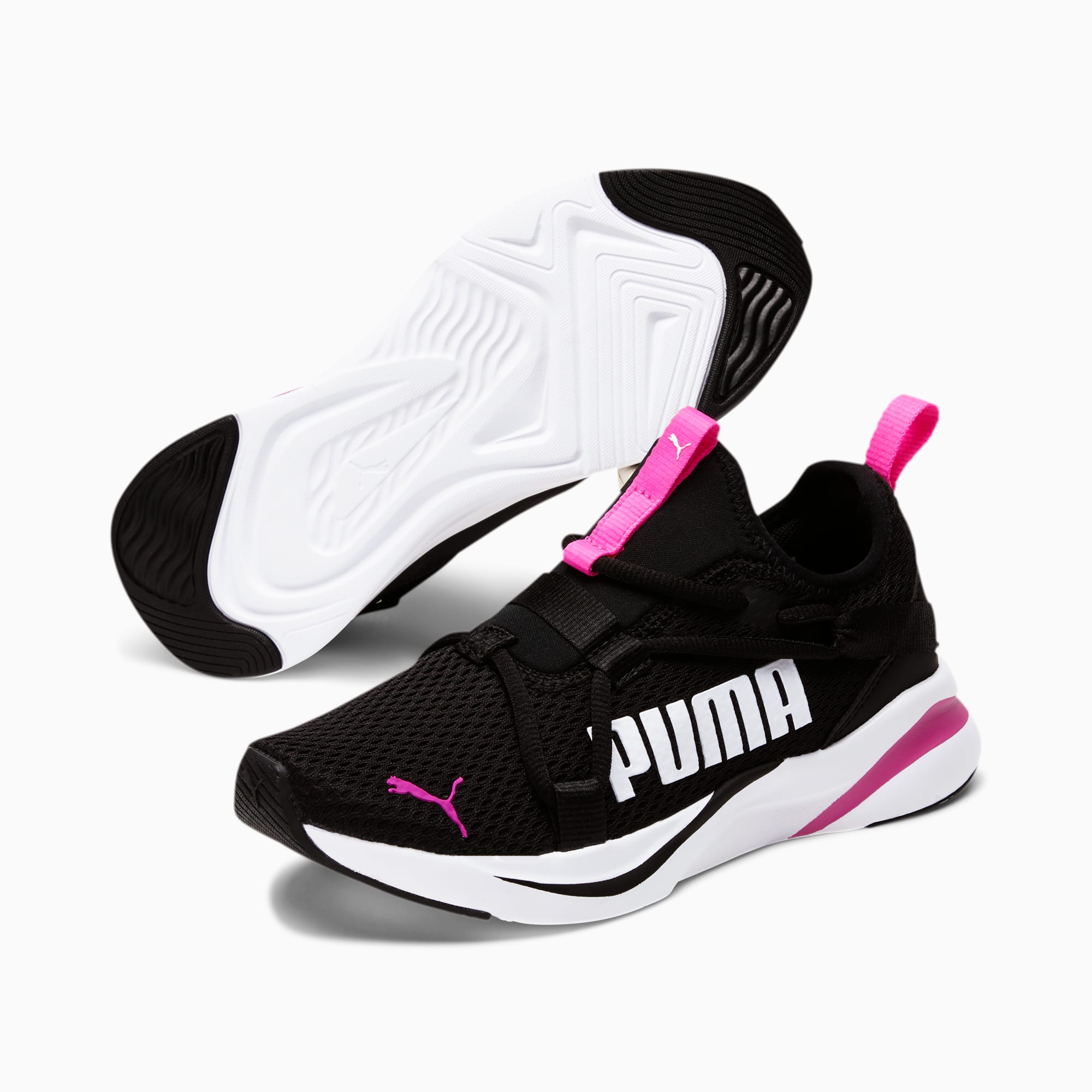 Puma Tênis de corrida Softride Softride Sophia, branco-paraíso rosa preto,  4 EUA unissex criança grande, Puma Branco/Rosa paraíso Rosa/Puma Preto