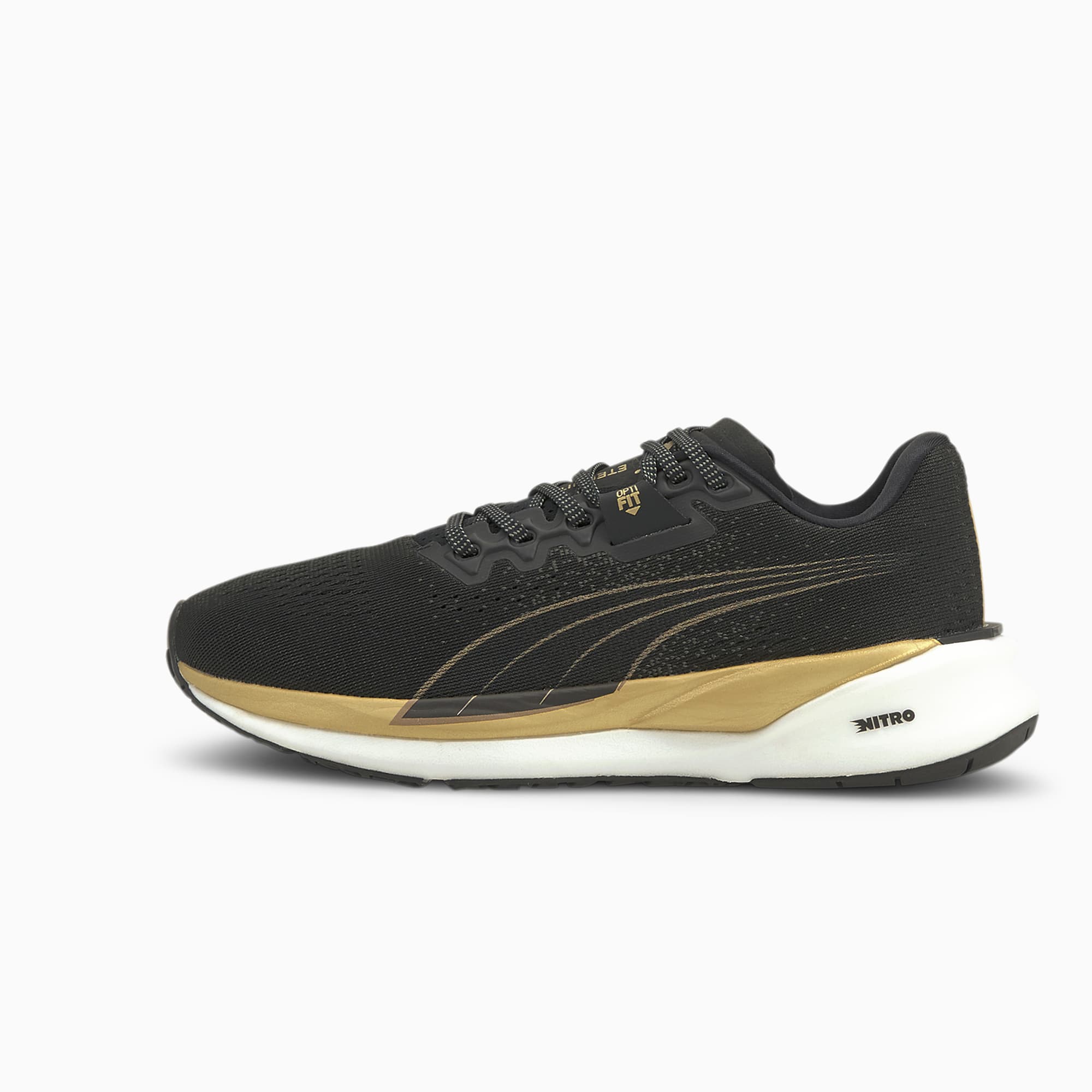 Eternity NITRO™ Women's Running Shoes, Puma Black-Puma Team Gold, large-SEA