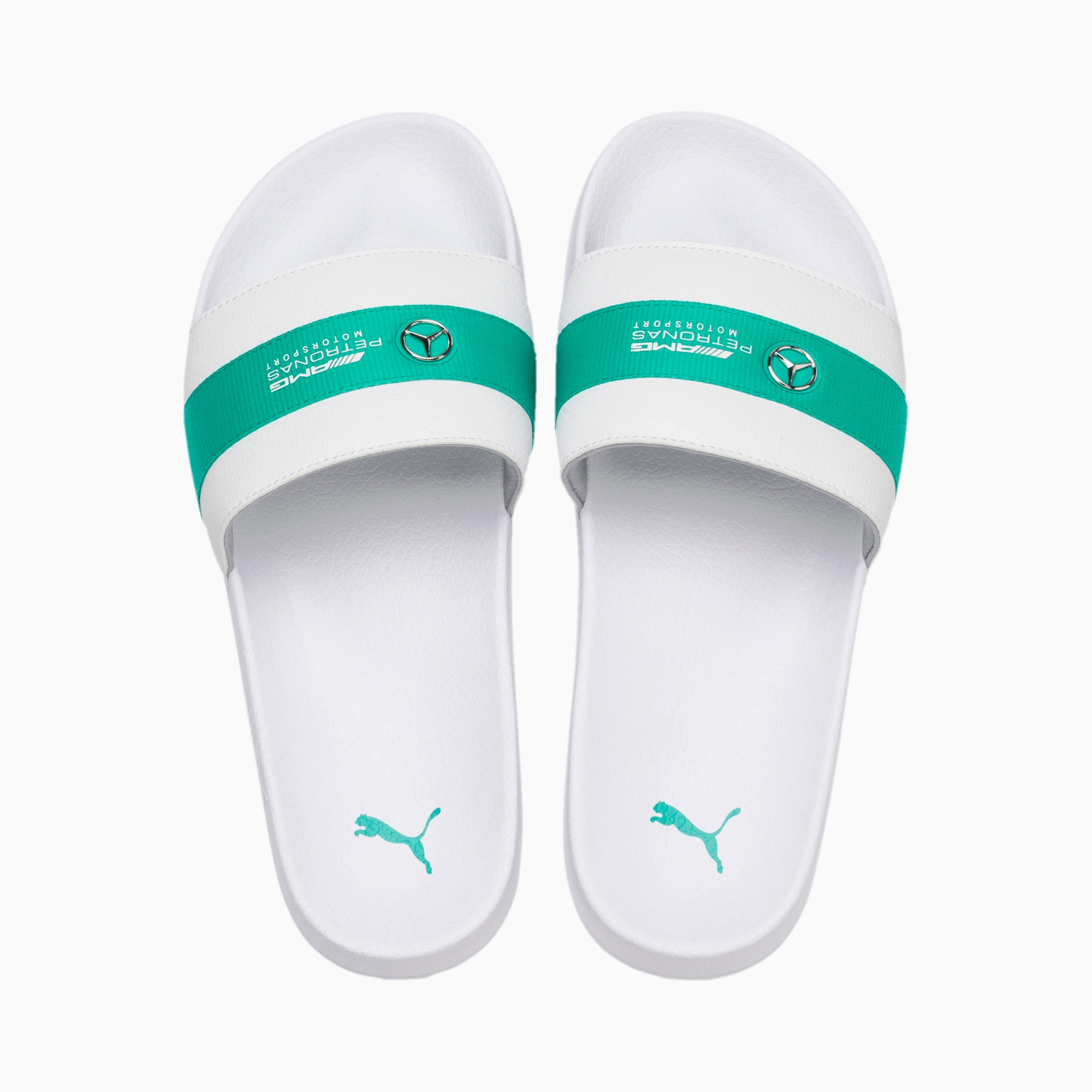 puma mercedes mapm leadcat white & green casual sandal