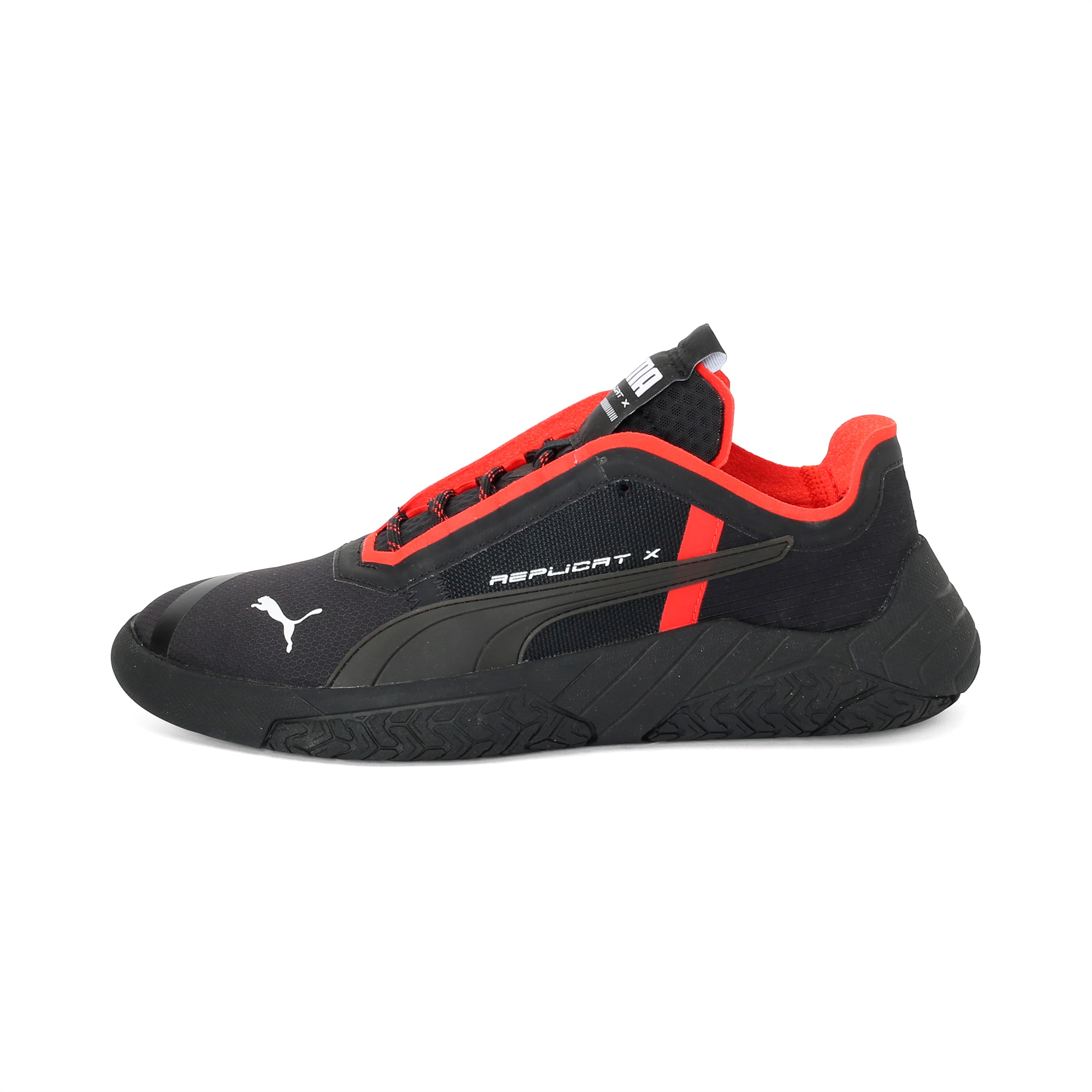 puma shoes black red