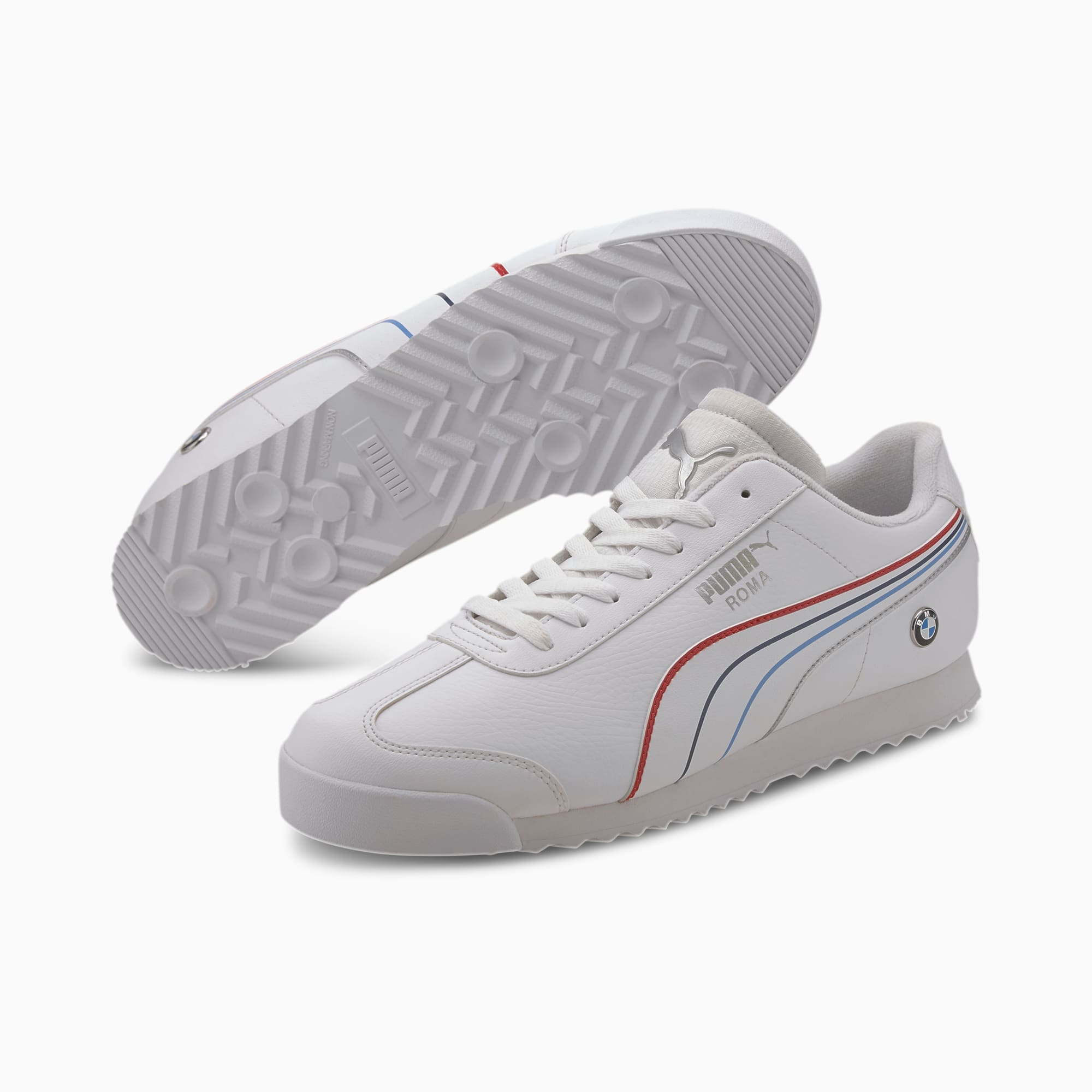 white puma roma trainers