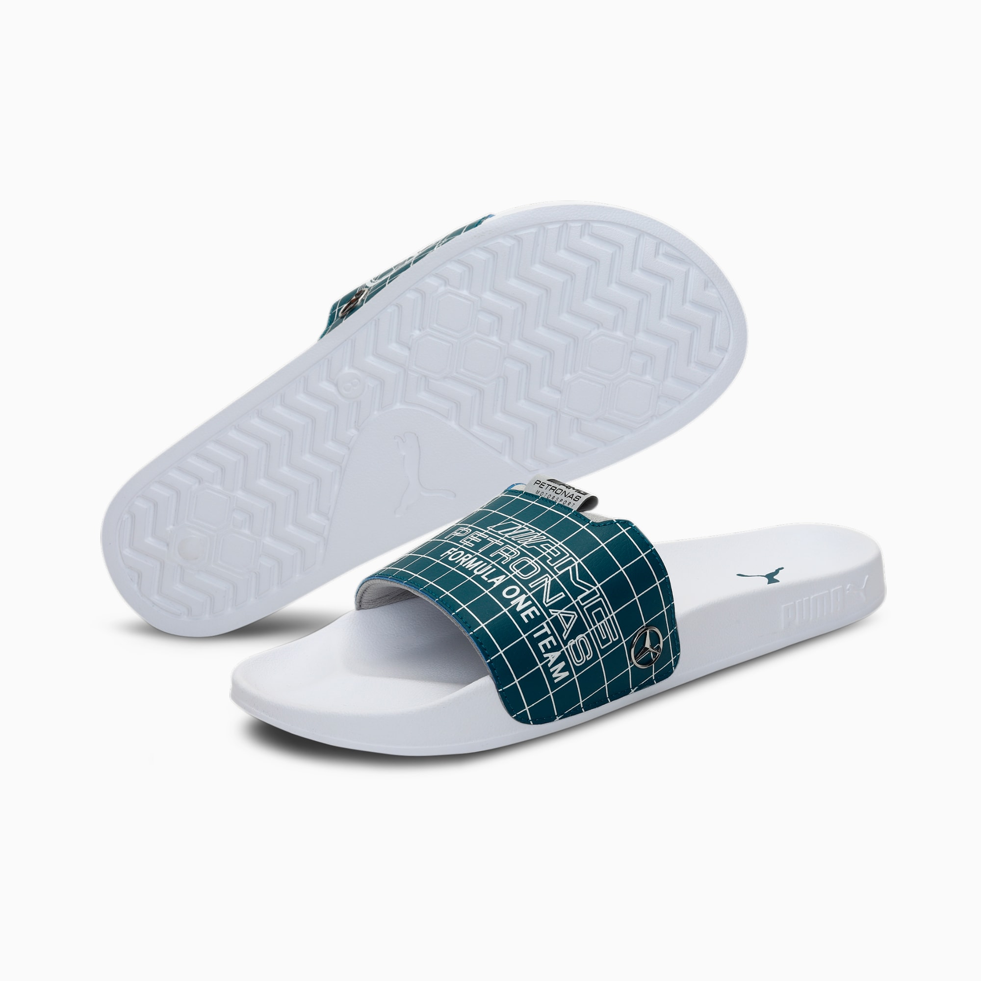 Puma mercedes mapm leadcat white & green casual sandal top