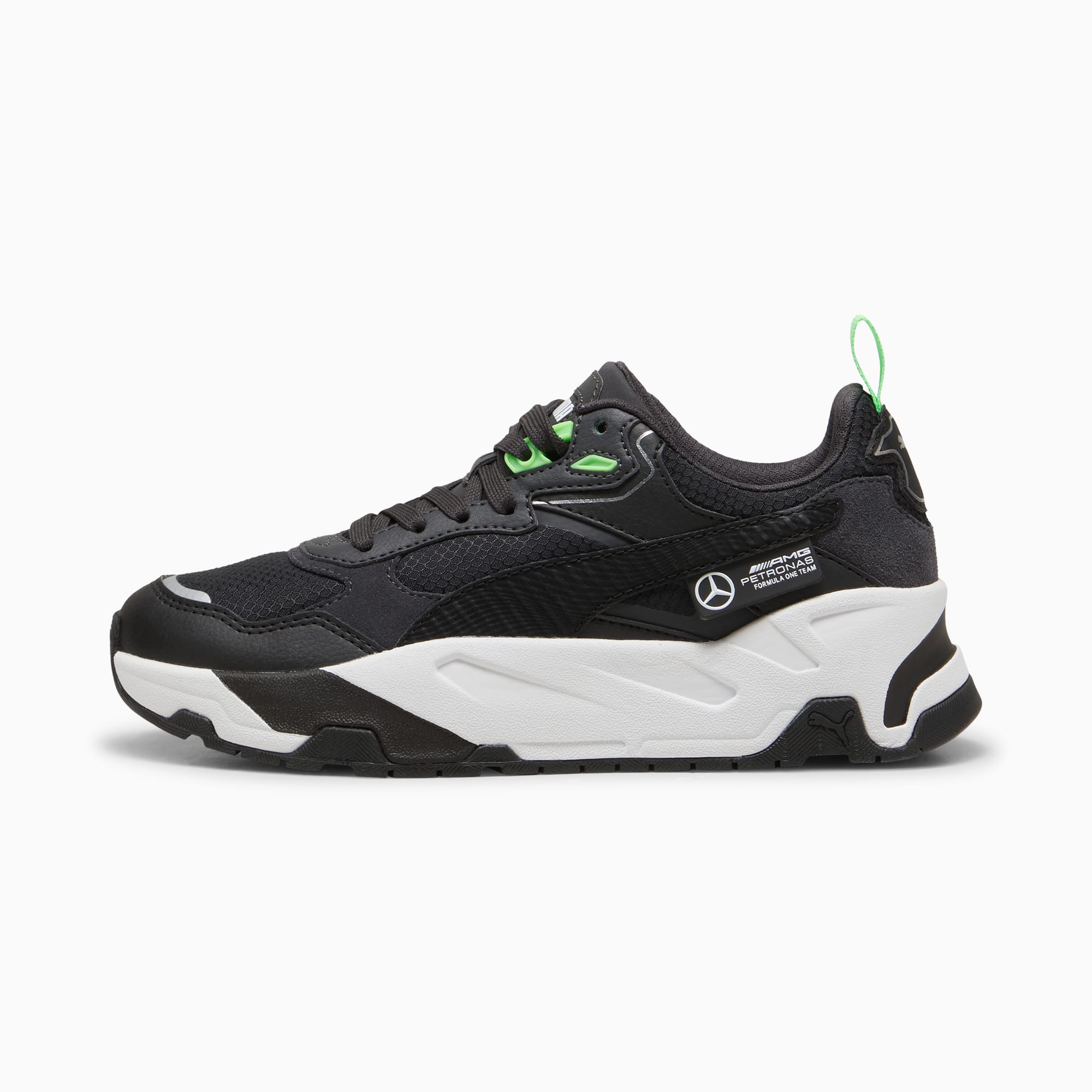 Puma Mercedes AMG Petronas F1 Trinity Big Kids Sneakers Black Fizzy Green 4.5