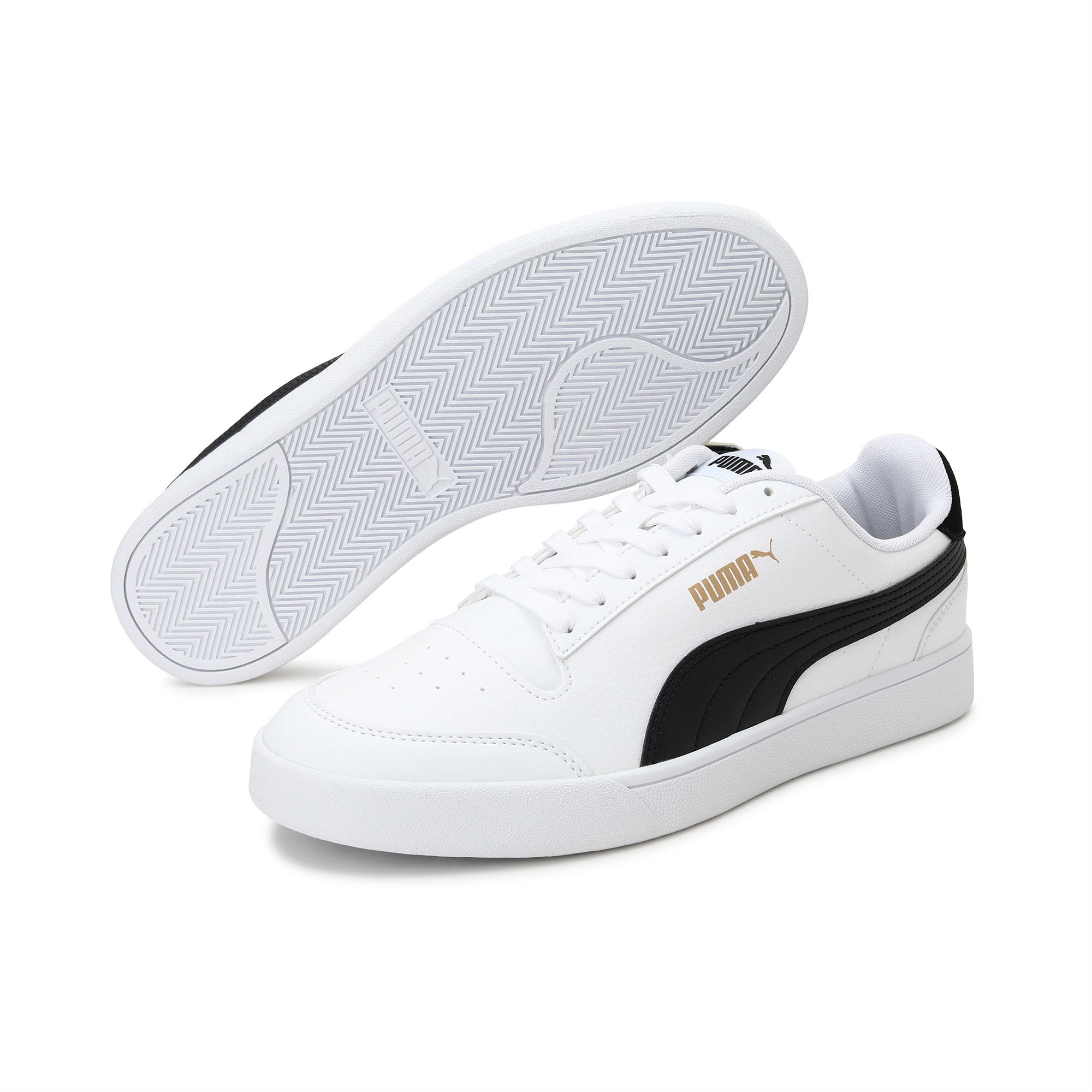 puma soft foam black and white
