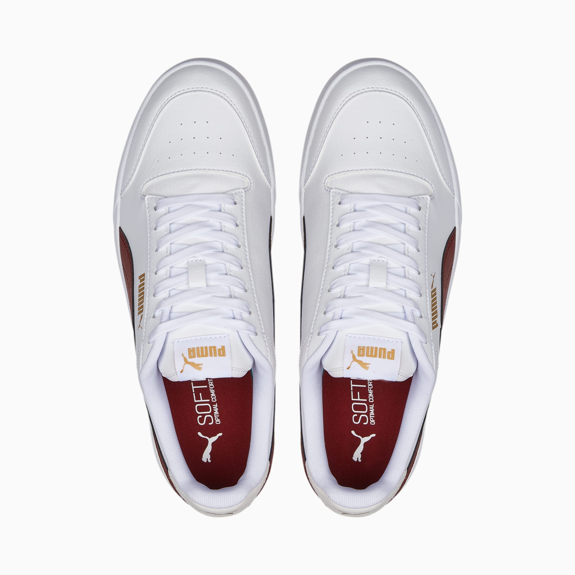 PUMA Shuffle Trainers Puma White Intense Red Puma Team Gold