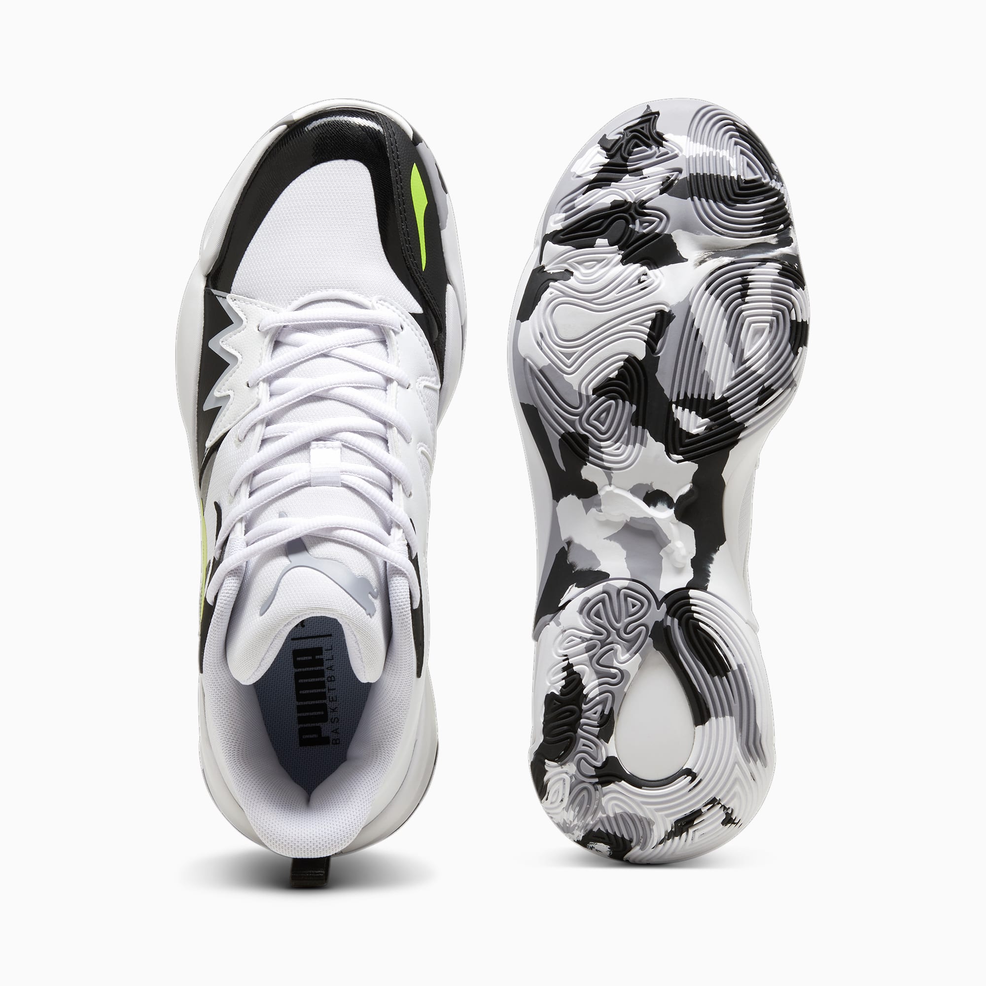 Puma basketball shoes black and white hot sale