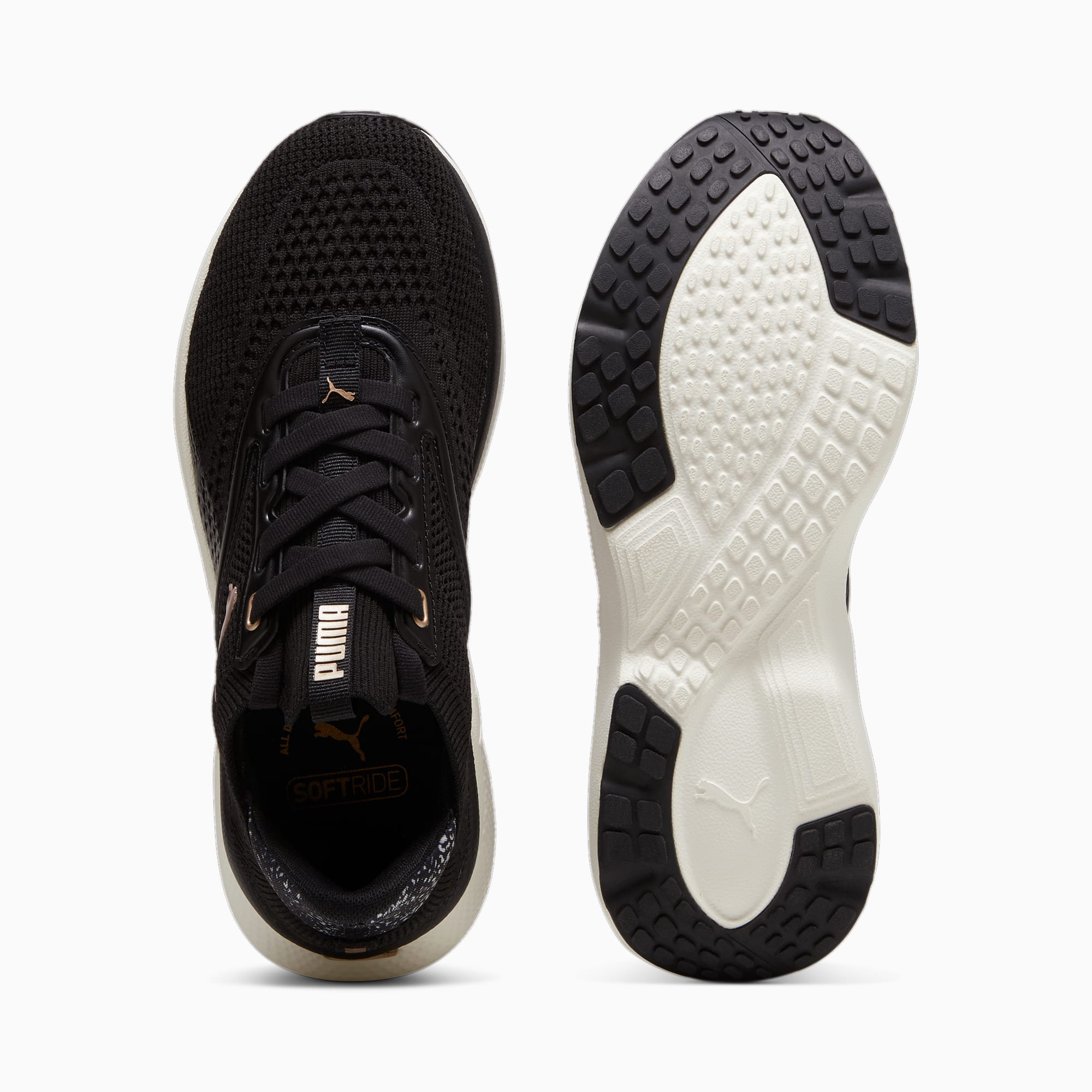 SOFTRIDE Mayve Leopard Women s Running Shoes PUMA Black Warm White PUMA Gold PUMA Shoes PUMA