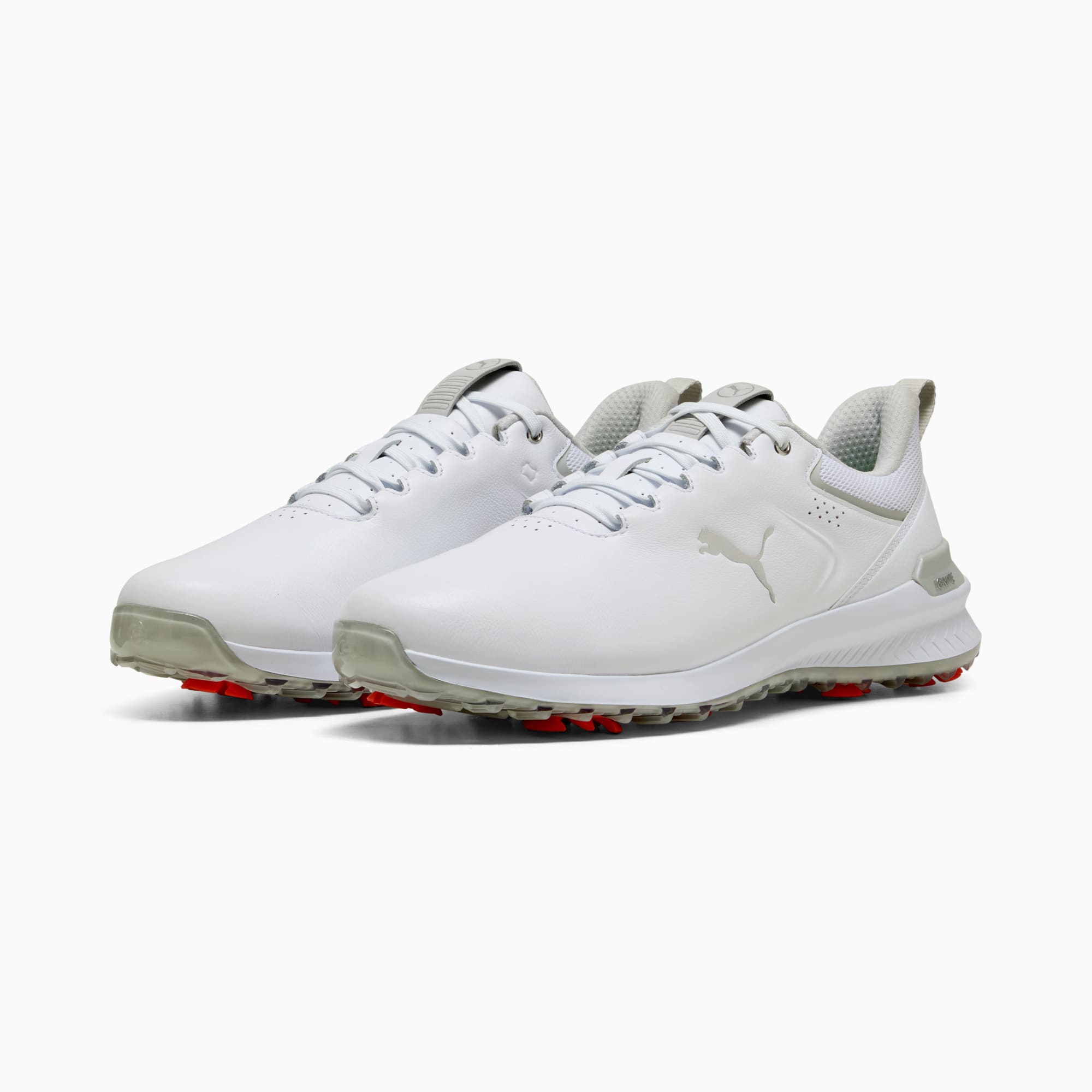 IGNITE Innovate Leather Golf Shoes Men, PUMA White-Ash Gray, large